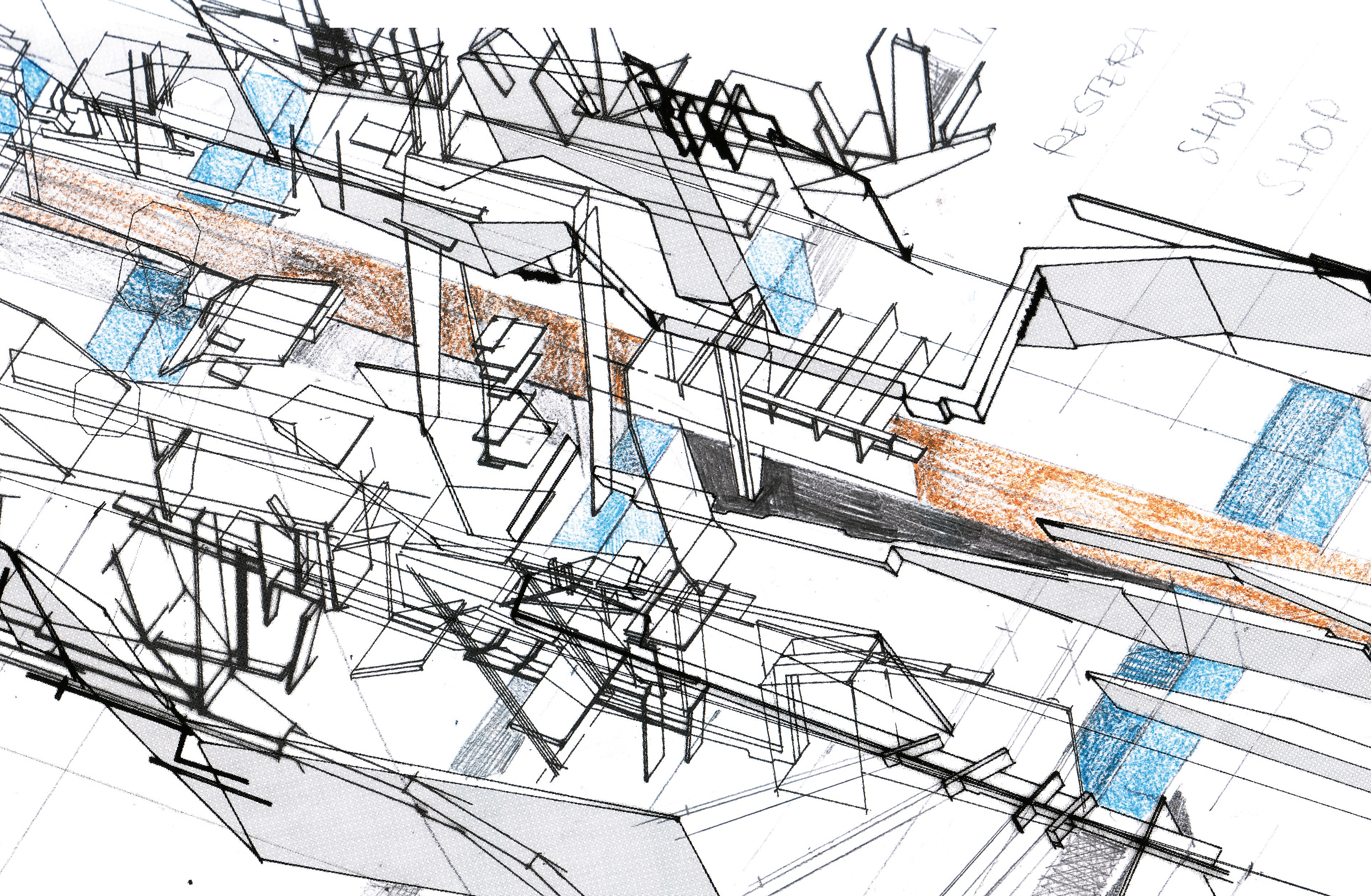 Nigel Peake, Grand Galata, Bazaar Bridge. MArch, Borderlands in Istanbul, 2005-06.