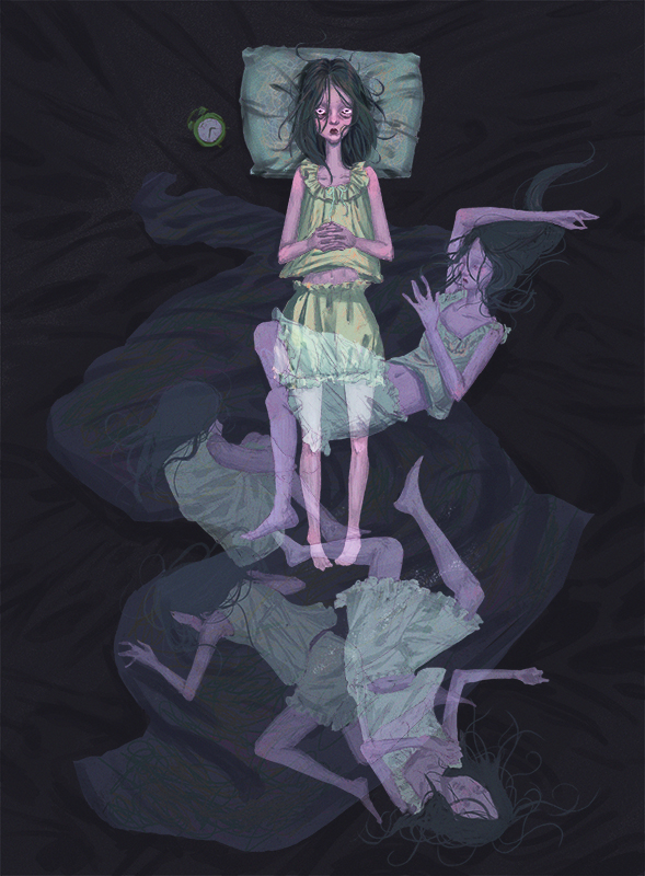 Illustration for an article about insomnia, Digital, 2023