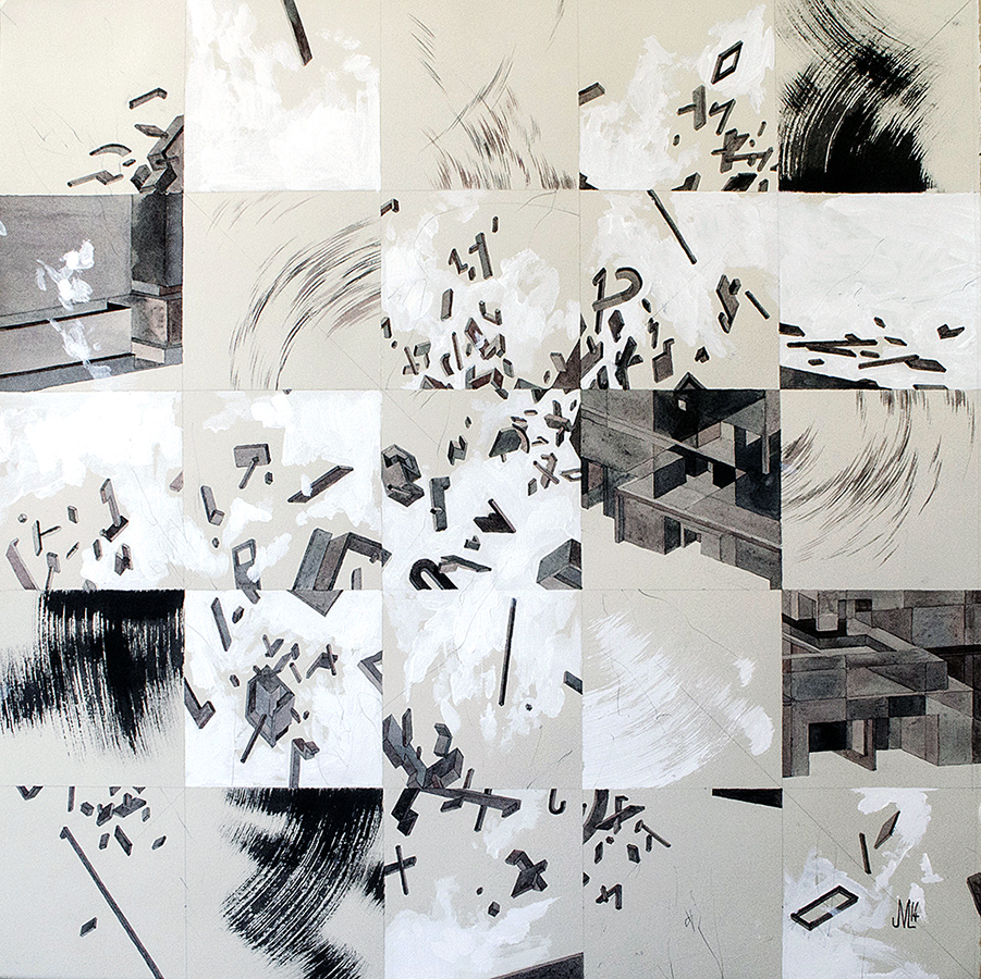 Collider 4.5Watercolor, acrylic, ink, and graphite on paper, 22x22"2014