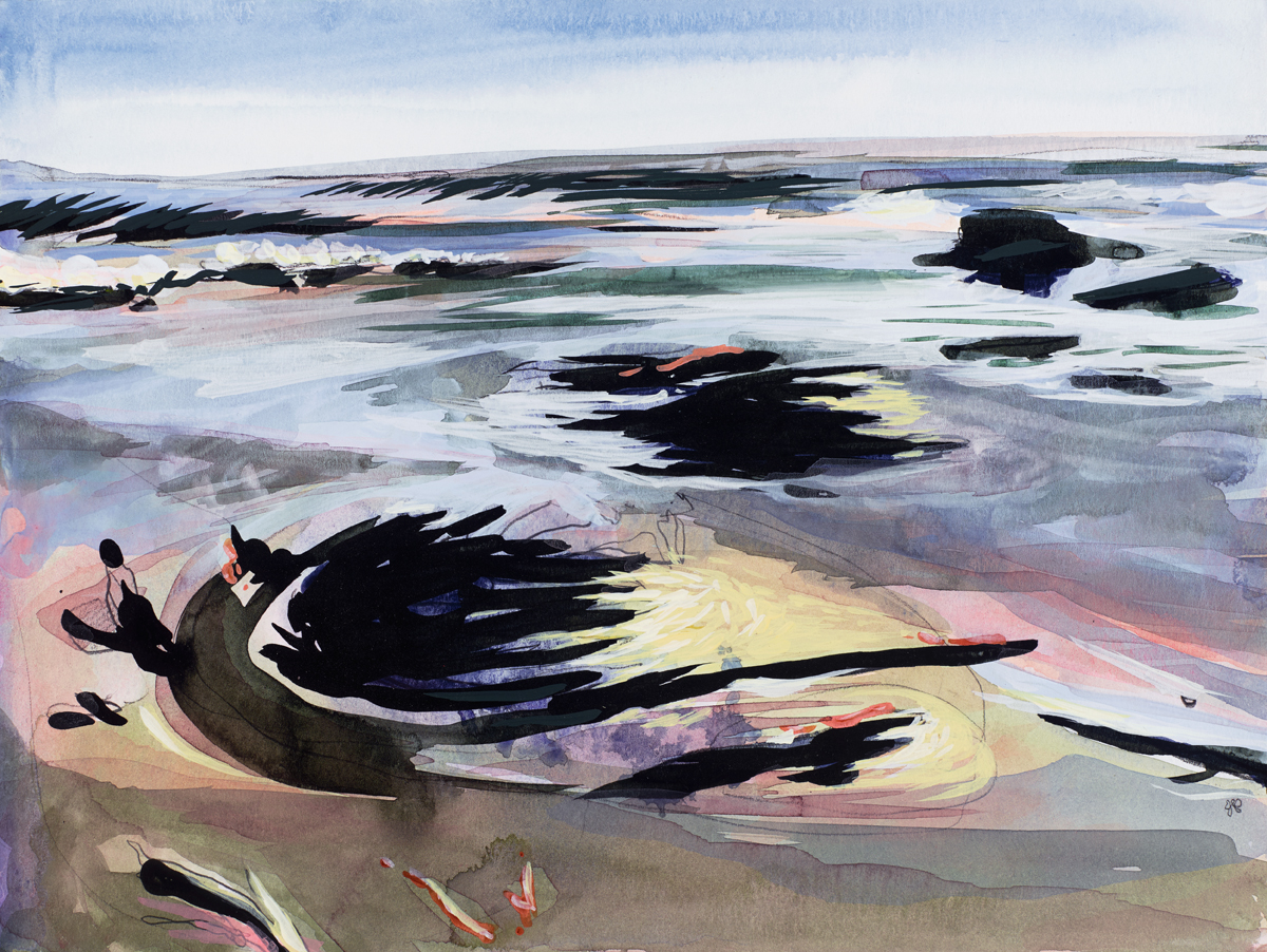 malibu beach / 9"x12" / mixed media on paper / 2016