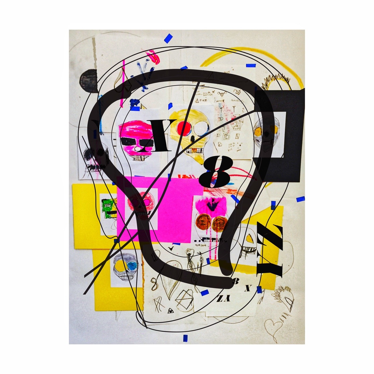 c. 2017, ink on collage