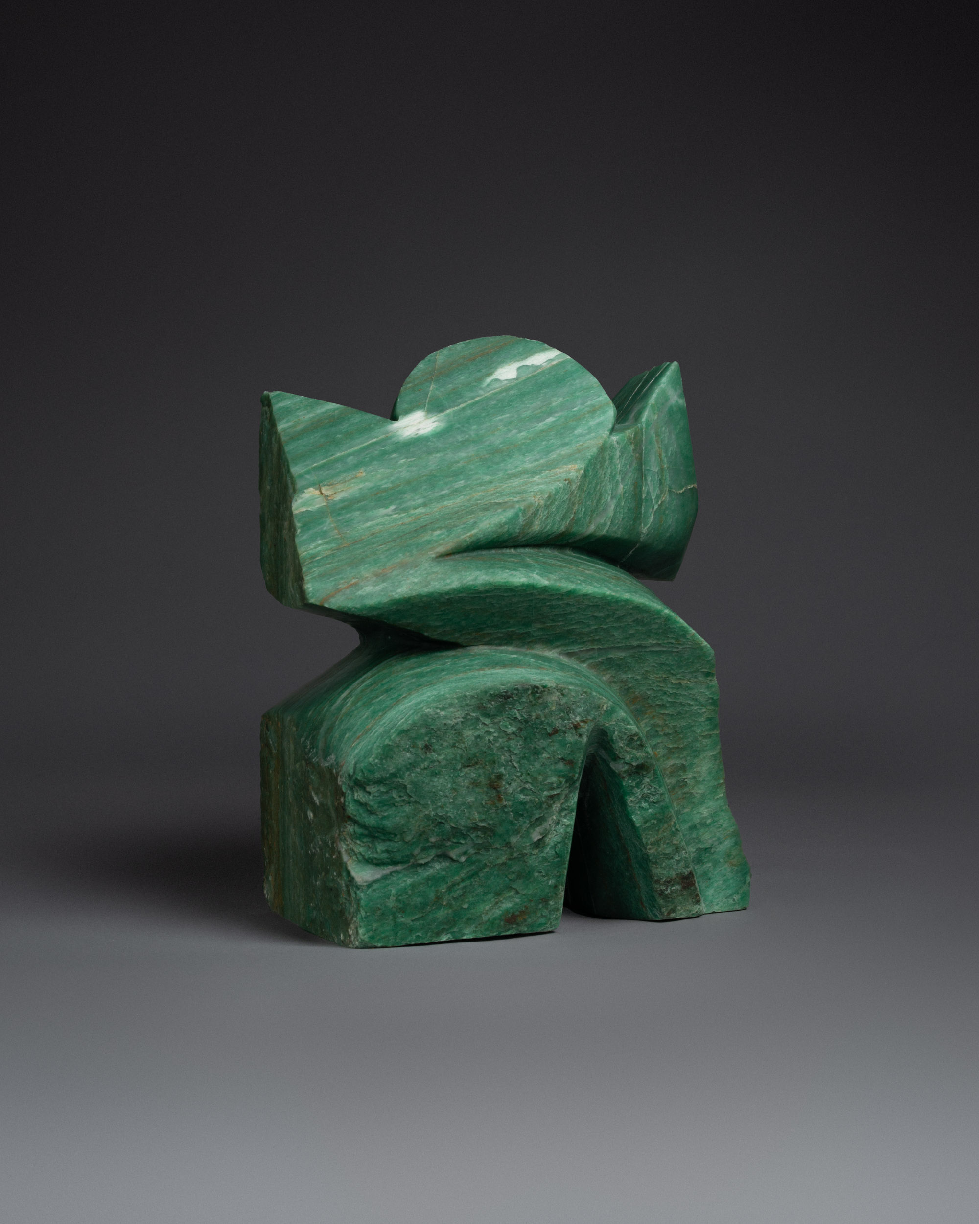 TbT (S), 2025, 12" x 10.25" x 7”. Green Aventurine (quartzite). Commission for Stüssy New York.