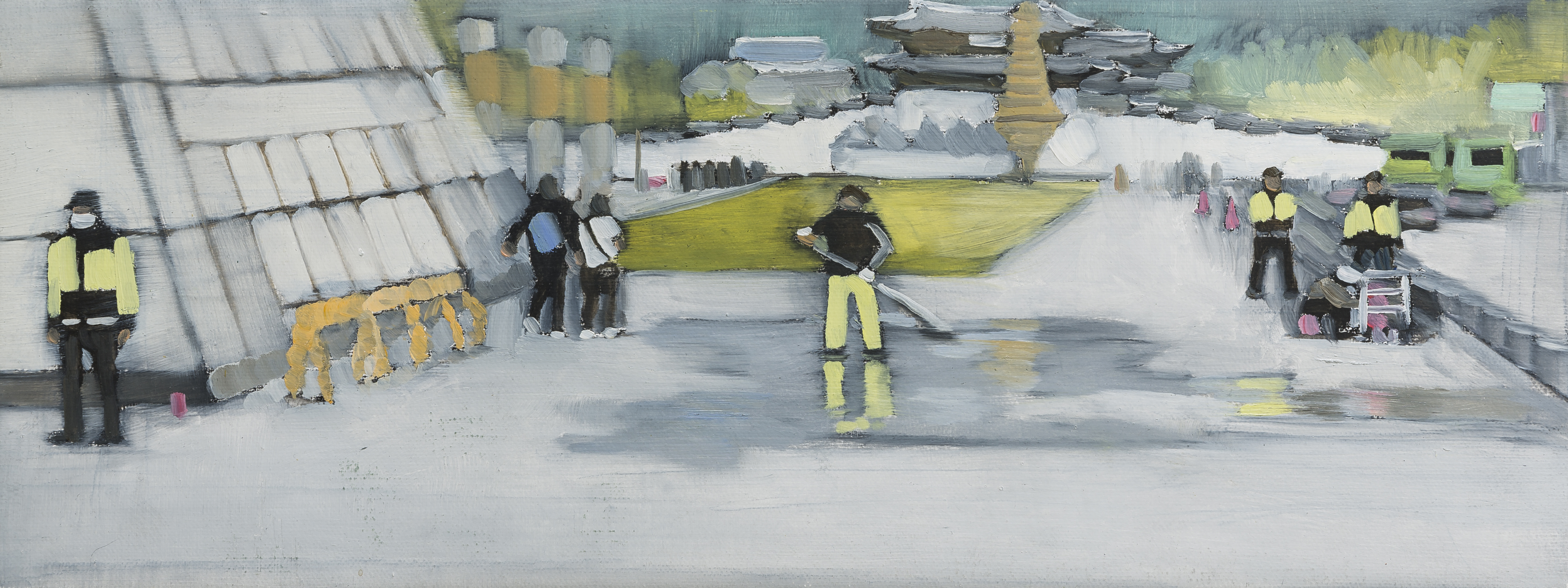 〈연두색 광장〉, Oil on canvas, 17.0x44.5cm, 2017