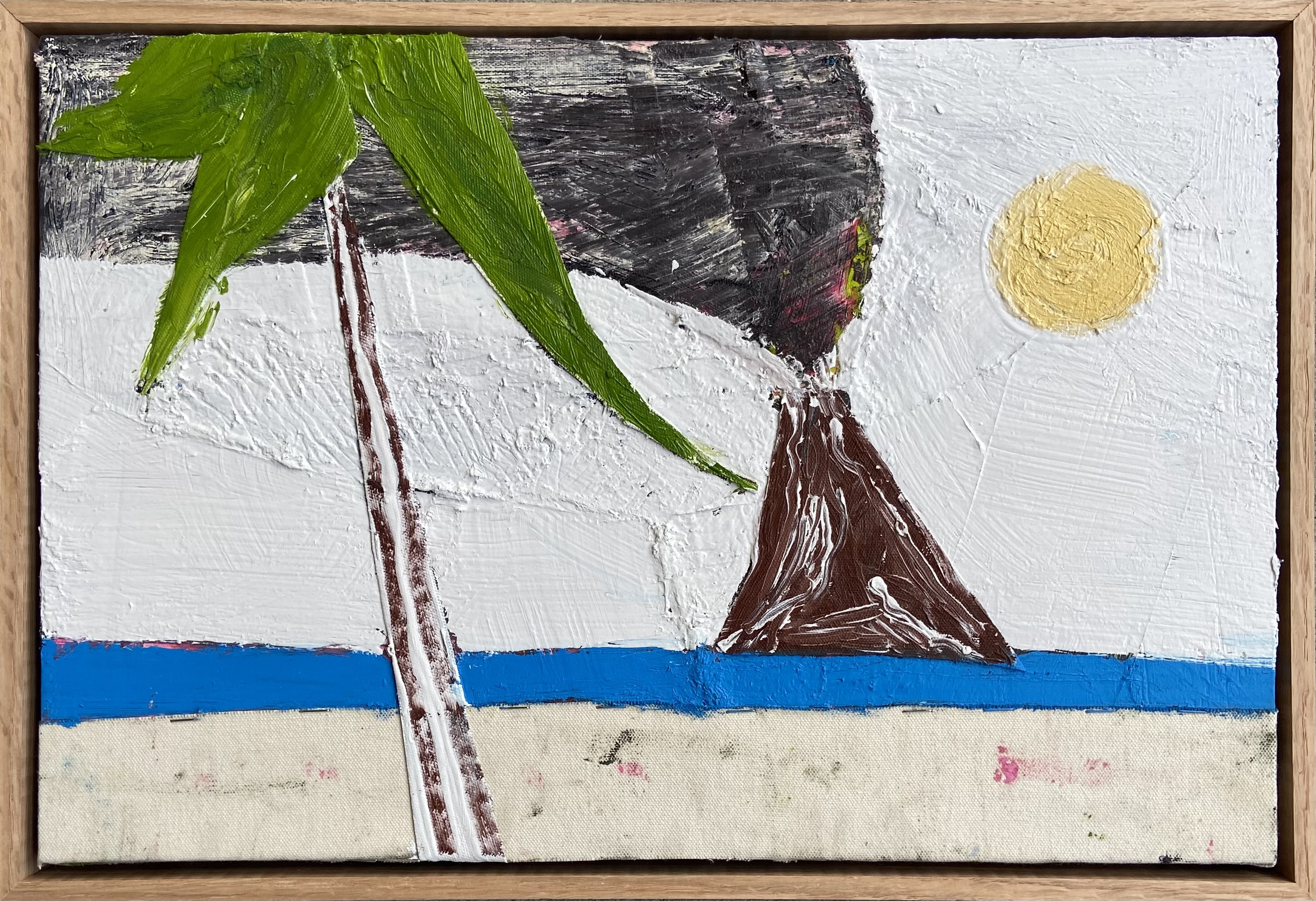 Volcanooil and canvas collage on panel19"x13"