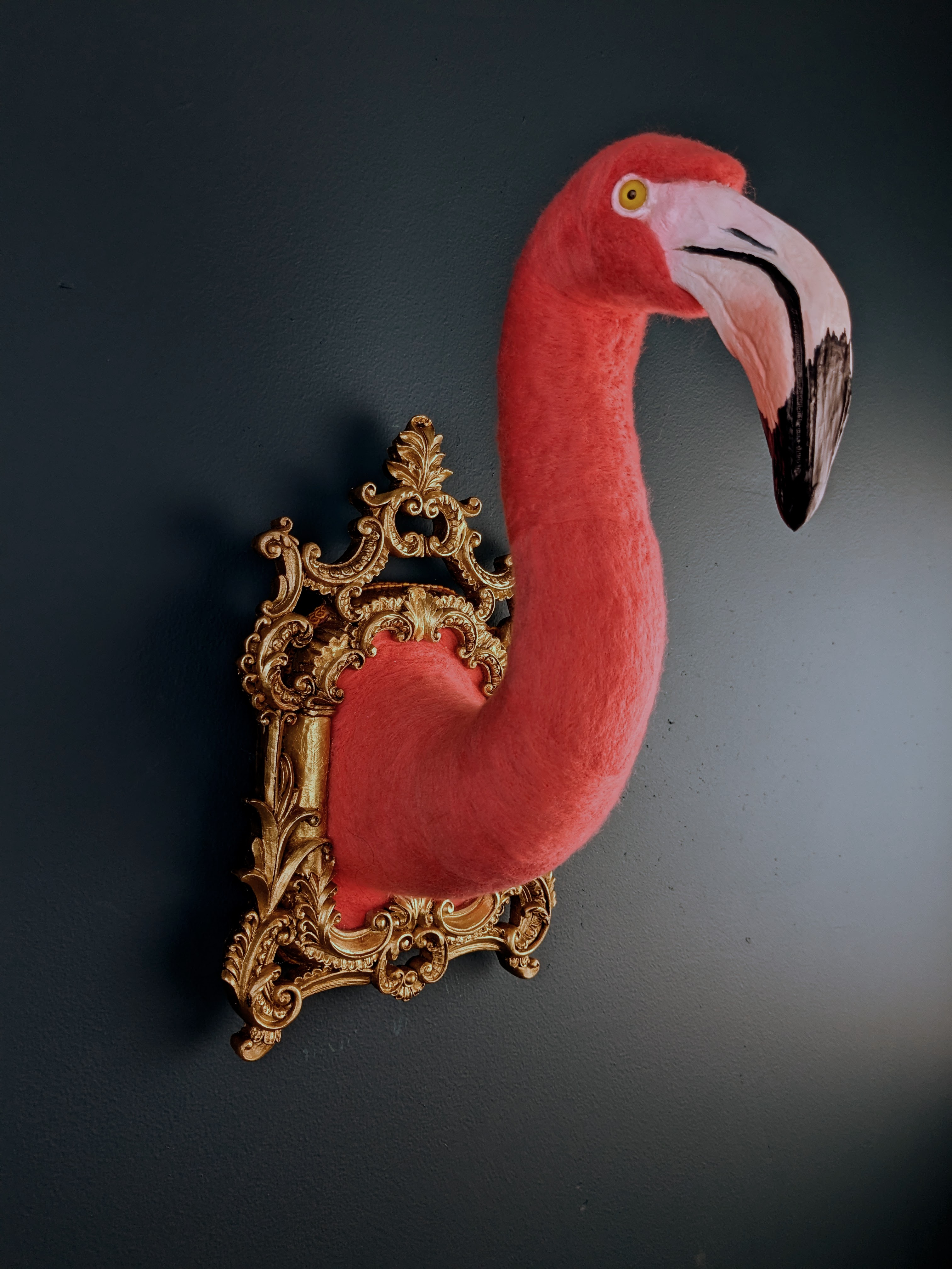 FlamingoNeedle felted wool faux taxidermy2023Contact Camp Martini to Purchase