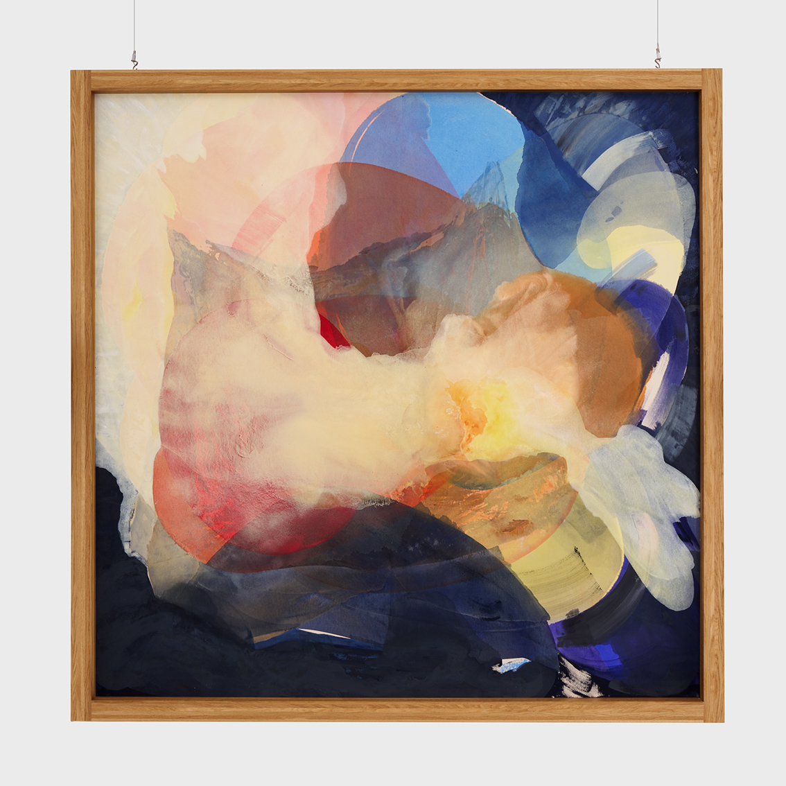 In Passing, acrylic and oil stick on canvas, 2024, 214 × 214 cm (framed). Photo: Mengqi Bao. Courtesy of the artist and Perrotin.