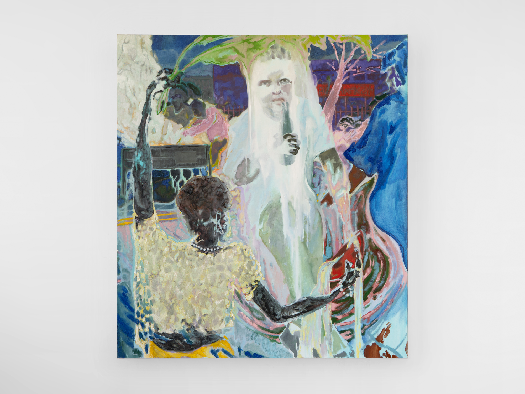 Rabali Meat Market, 2021, oil on linen, 67 x 59 in