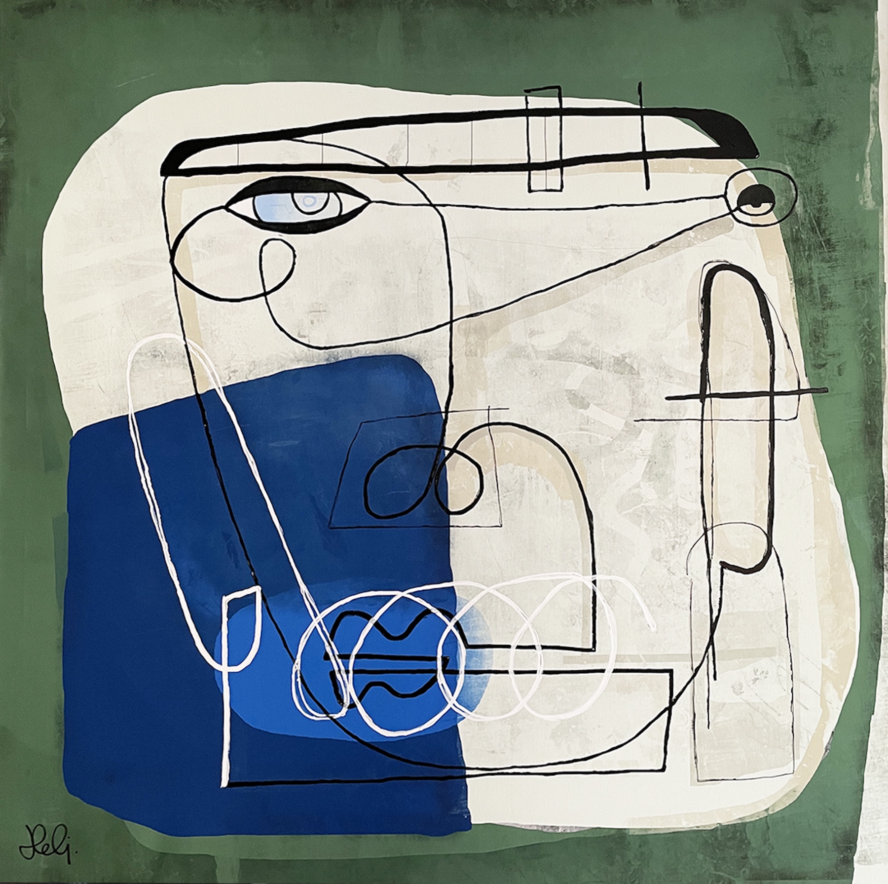 The Sharp-eyed Man, 2018130 x 130 cmMixed media on canvas