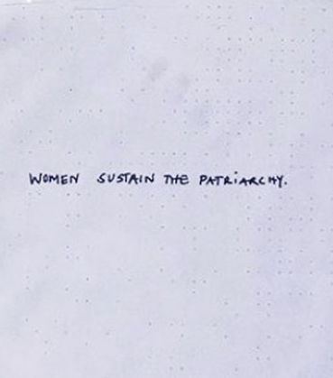 2/2 — WOMEN SUSTAIN THE PATRIARCHY.  Installation view at project space Western Pole in Chicago, IL. Artists are invited by artist/curator Jesse Malmed to submit work to be presented in this outdoor gallery, found on an electrical pole on Western Ave, accessible to all 24/7.Inkjet print, 2020.