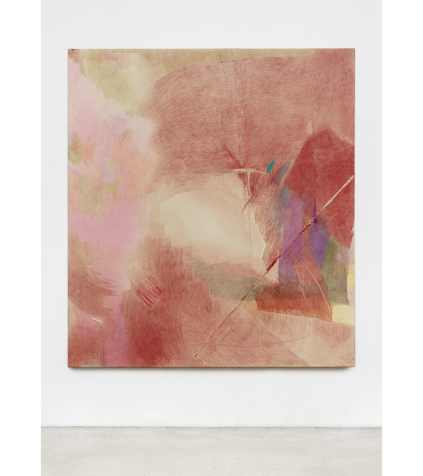 &raquo;Ohne Titel&laquo;, 2025,  Pastellkreide, Bunt- & Bleistift auf Leinwand, 200 x 180 cm