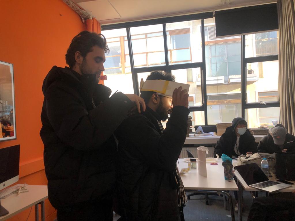 Users trying the masks