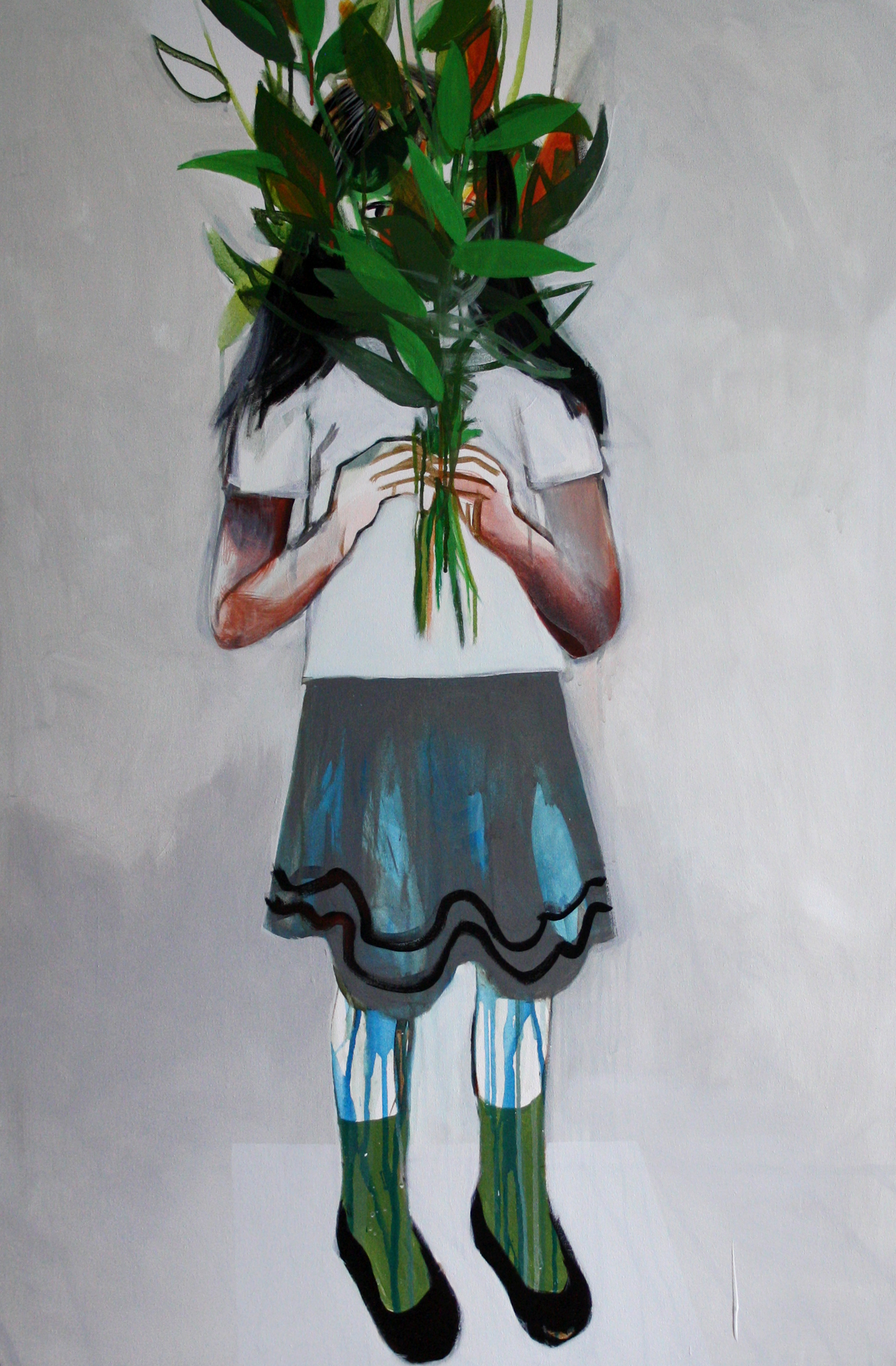 Girl with flowers, acrylic on canvas, 100/70 cm
