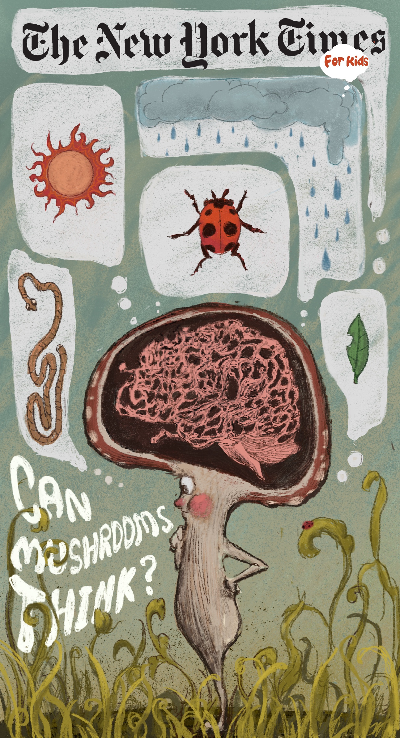 NYT Magazine For Kids cover, Can Mushrooms Think? Digital,2023