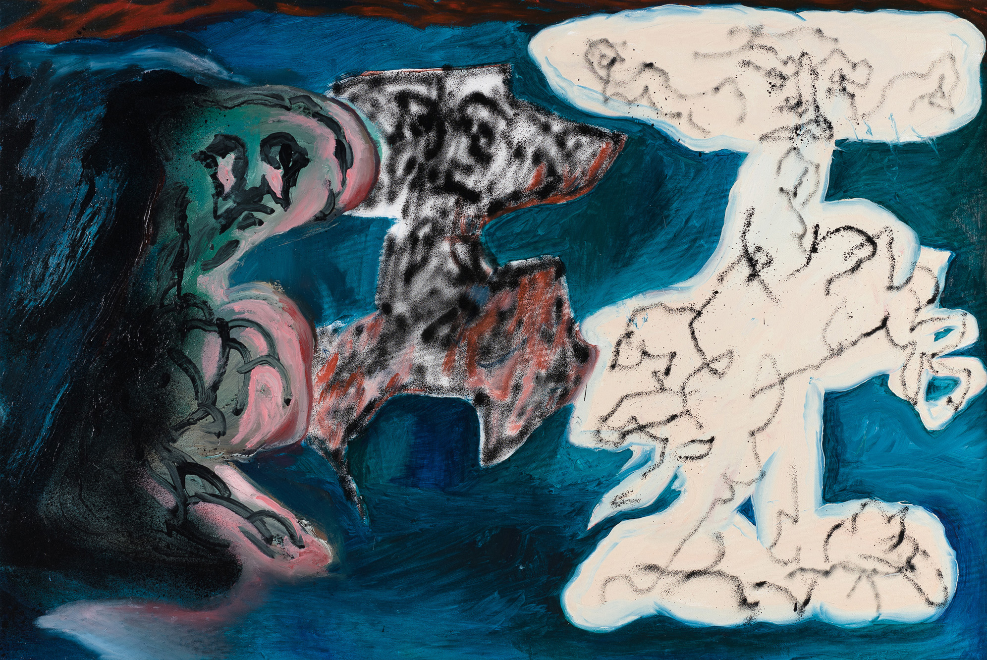 La Chiamata dei Feticcioil and spray paint on canvas, 60x90cm, 2021