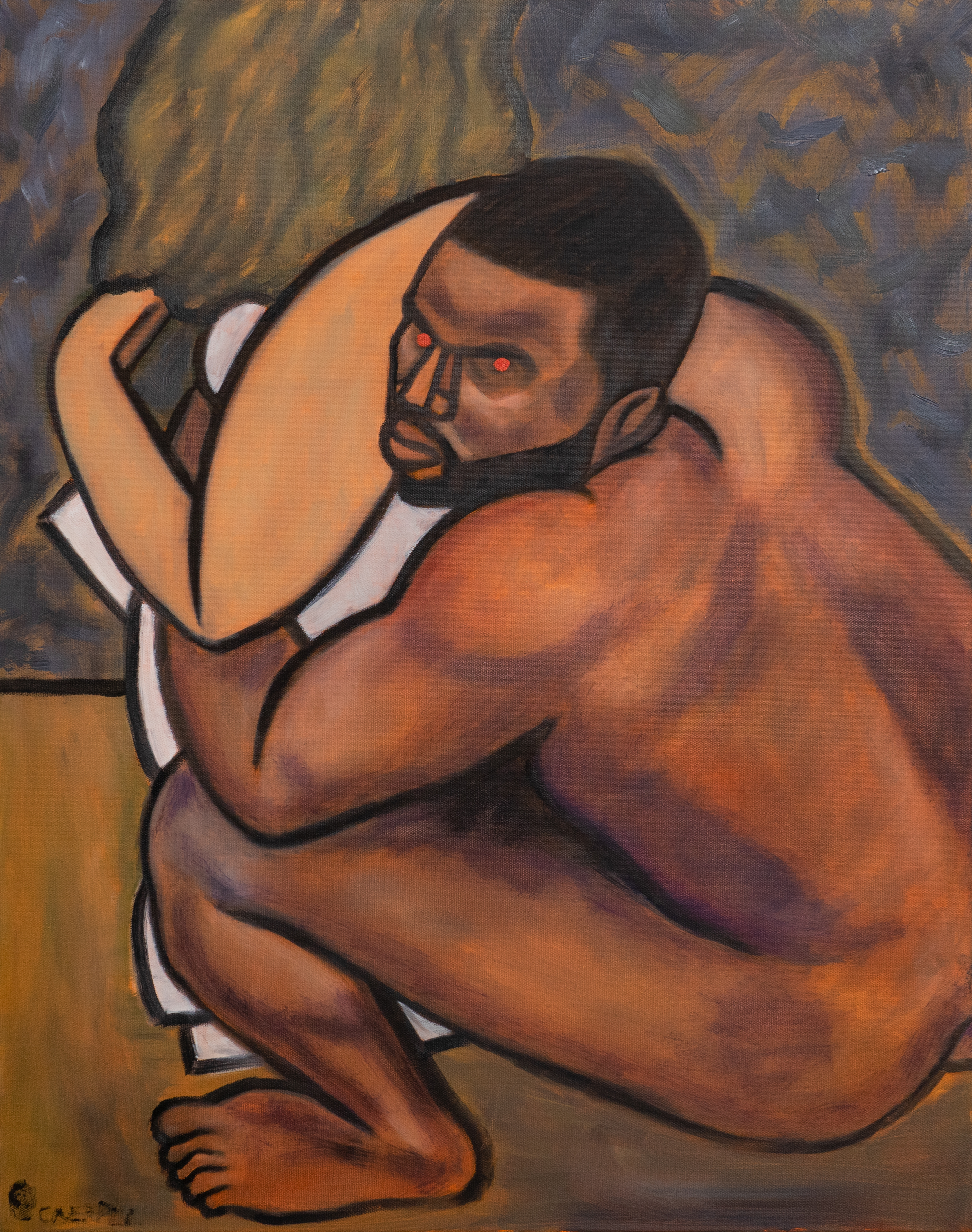 “Grabbing a Bull by Its Horn’s” oil on canvas, 24x30 in.