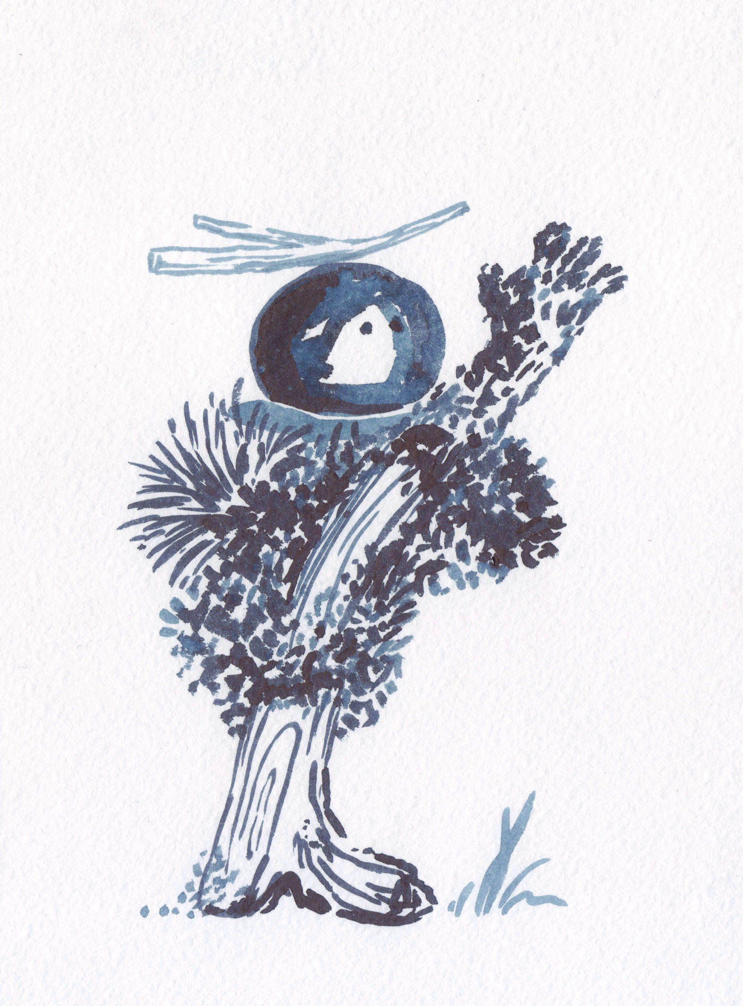 "In the woods №3", 2022, paper, ink