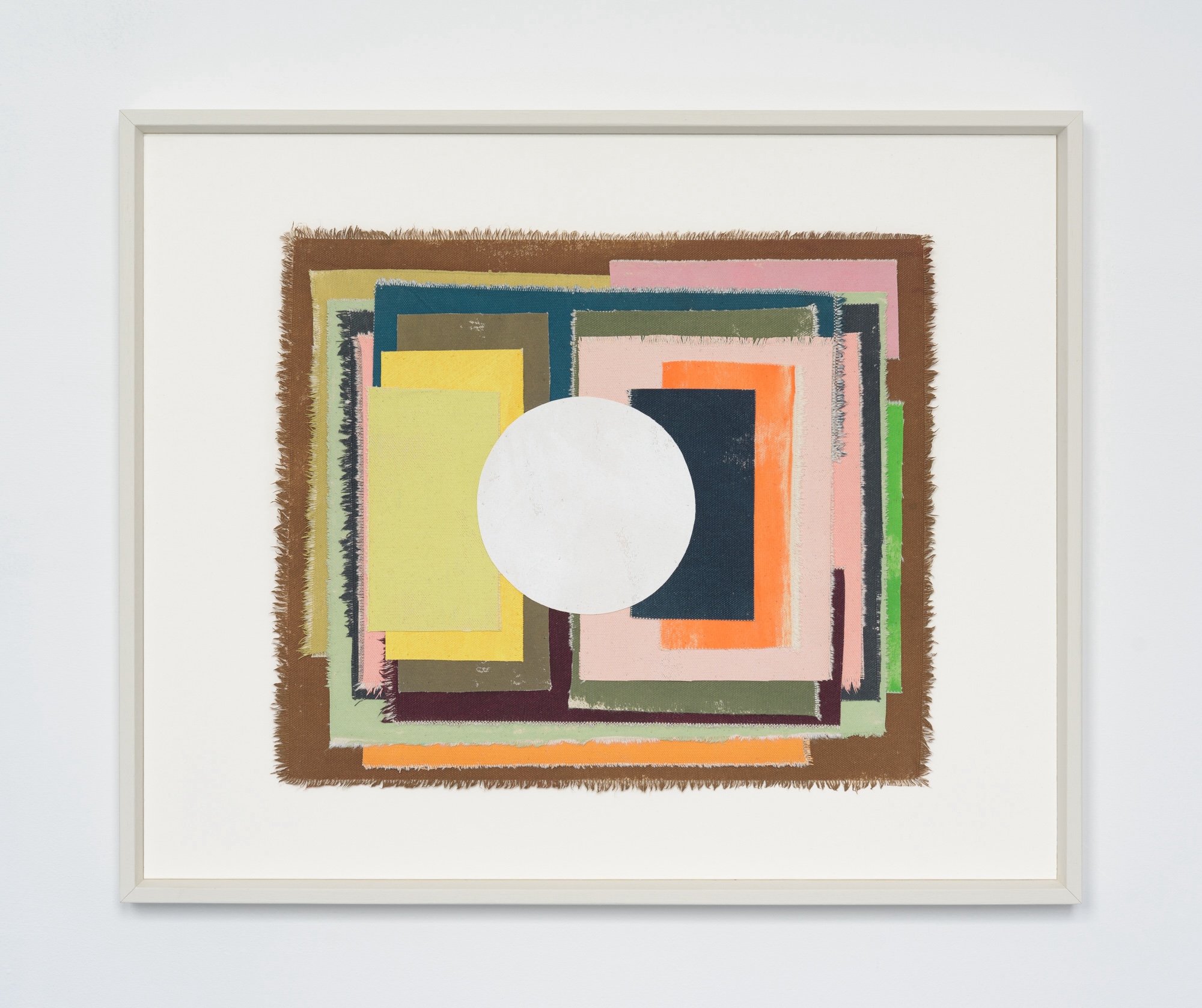 Map of dusk, (2023),    47 h x 57 w x 3.5 d cm (framed),Acrylic on canvas collage with fabric