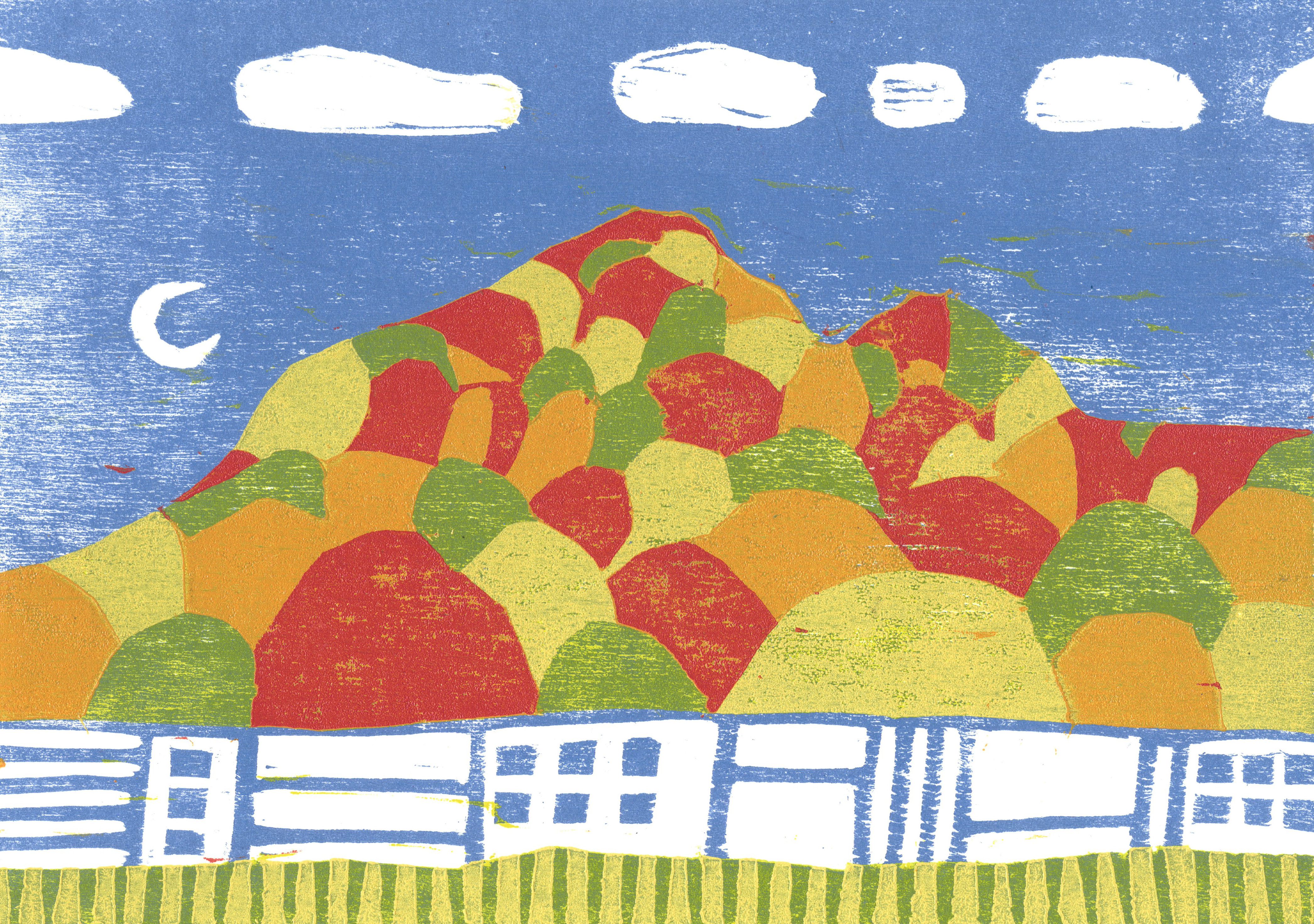 Mosaic, five-layer reduction woodcut