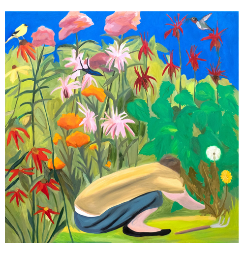 The weed, oil on linen 46 x 46 inches, 2021