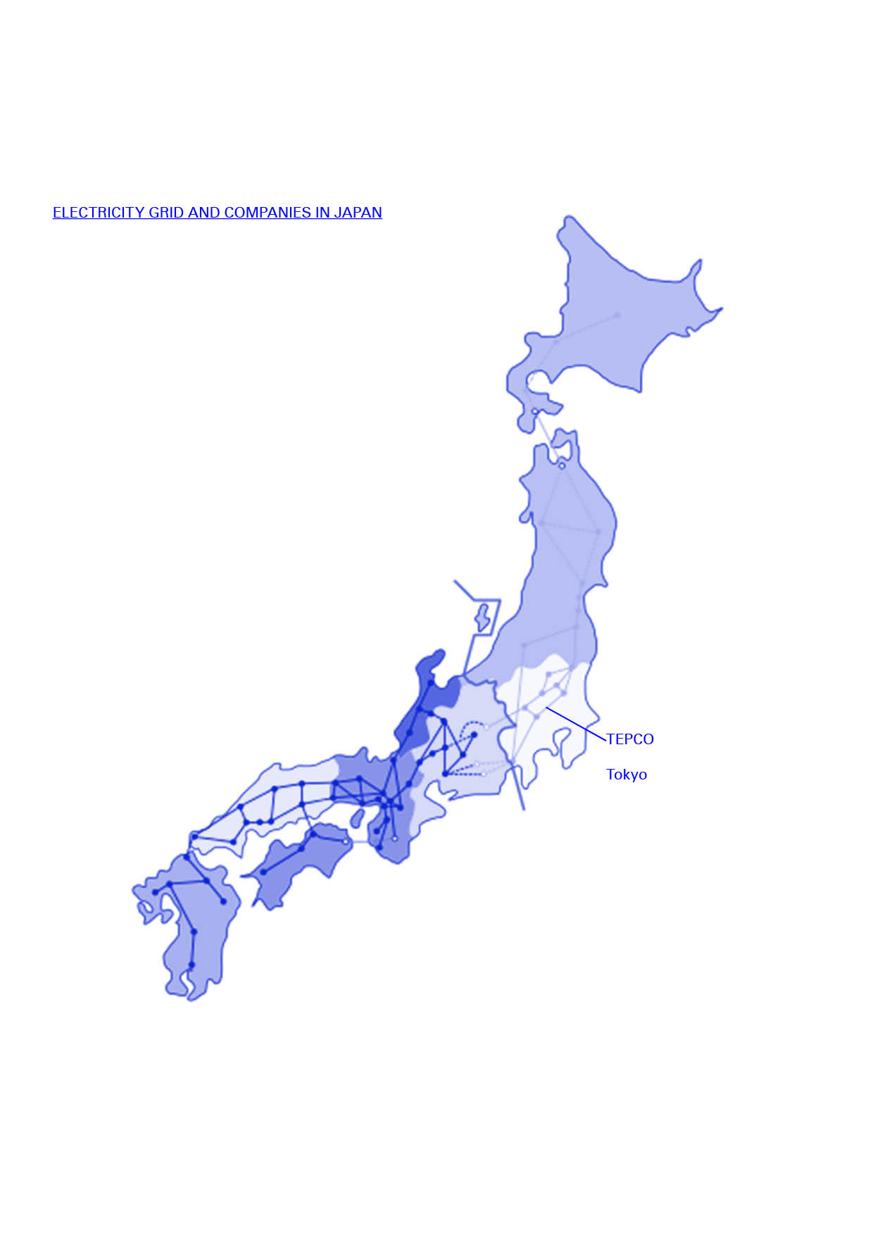 Electricity grid and companies, Japan. www.denryoku-map.com