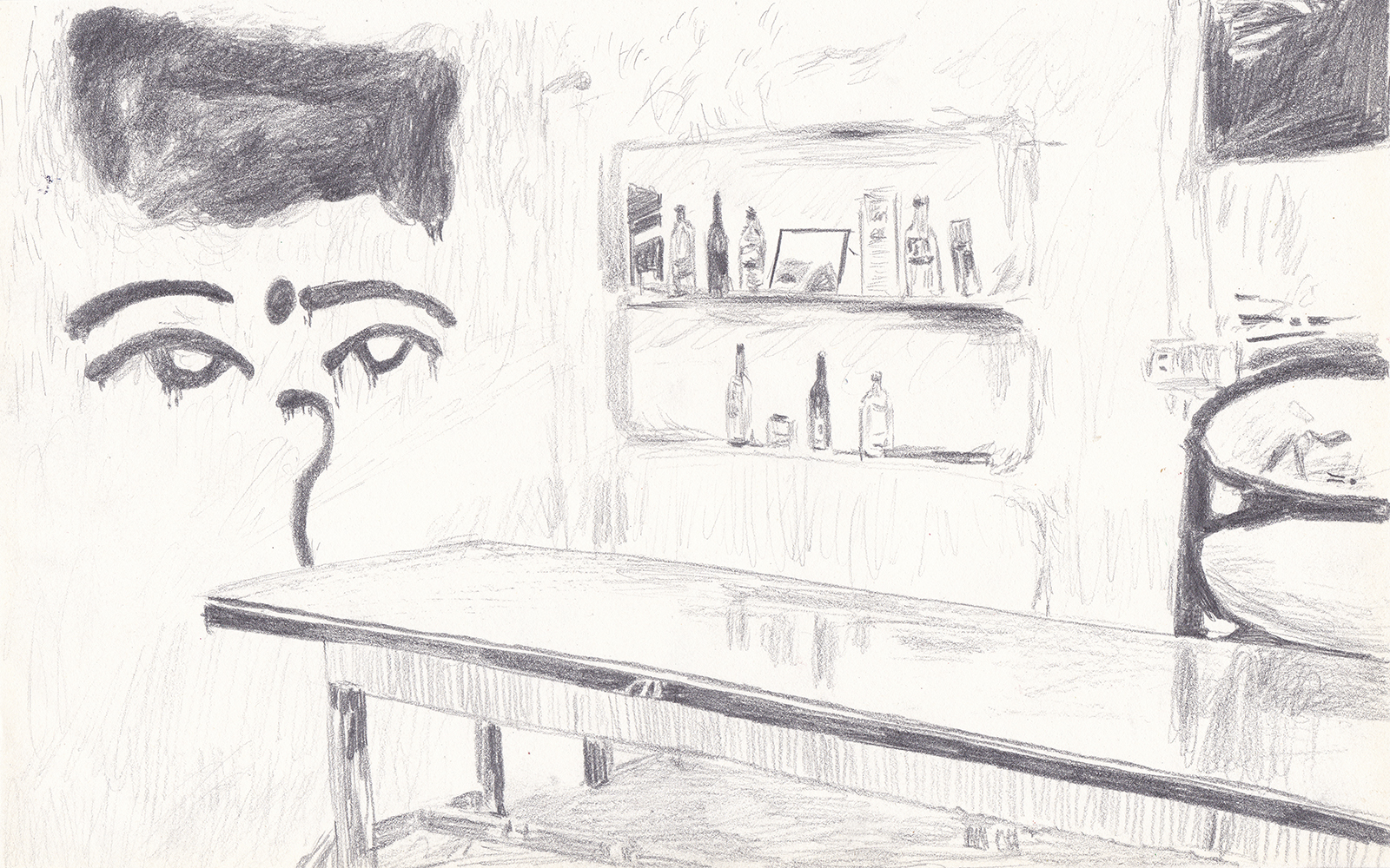 The special pup in Kathmandu, 2018, pencil on paper, 17*24.1(cm)