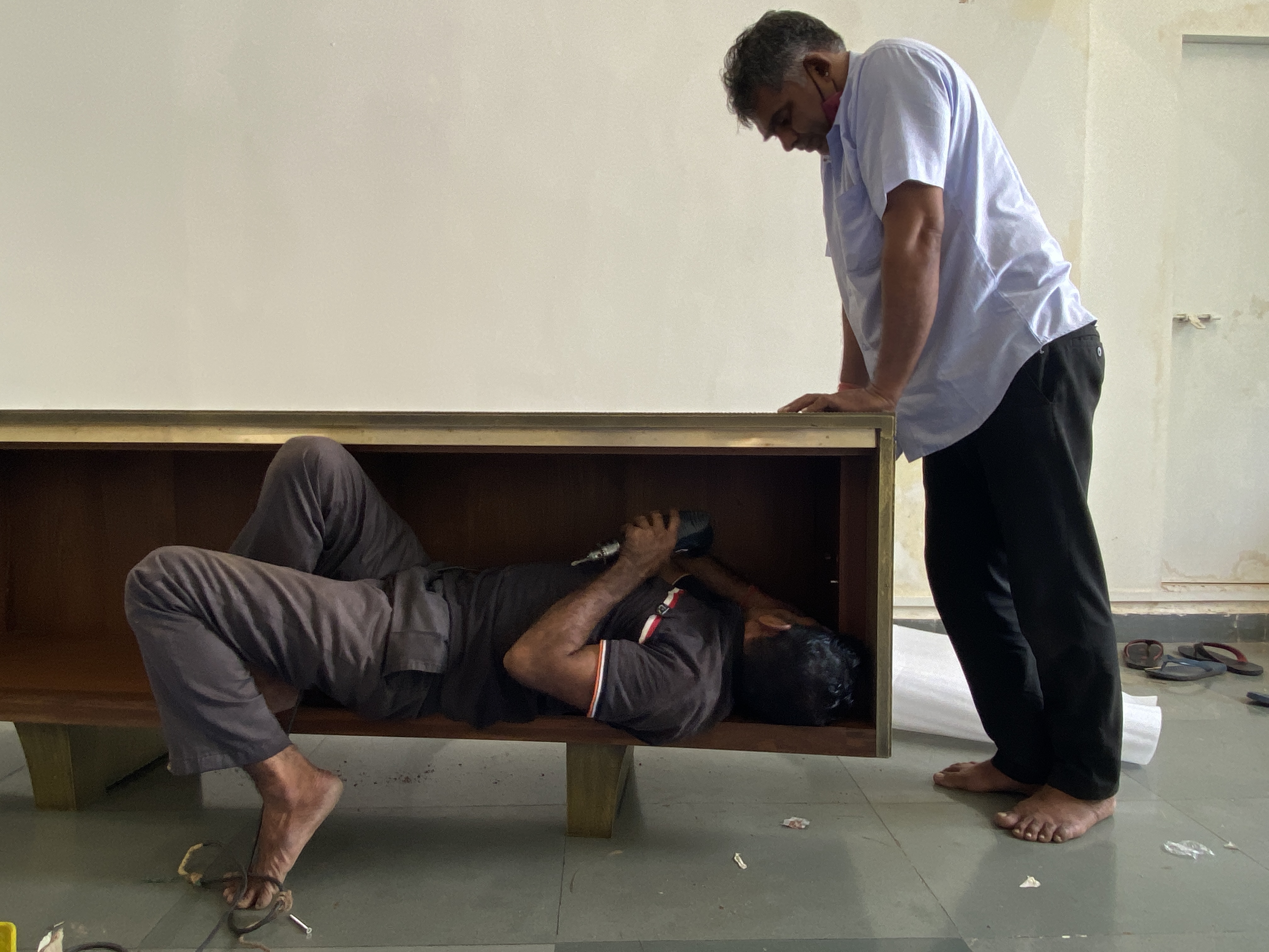 The frame and panels were designed to be easily disassembled,  sent off-site to the spray painting workshop and then re-assembled once back on site.