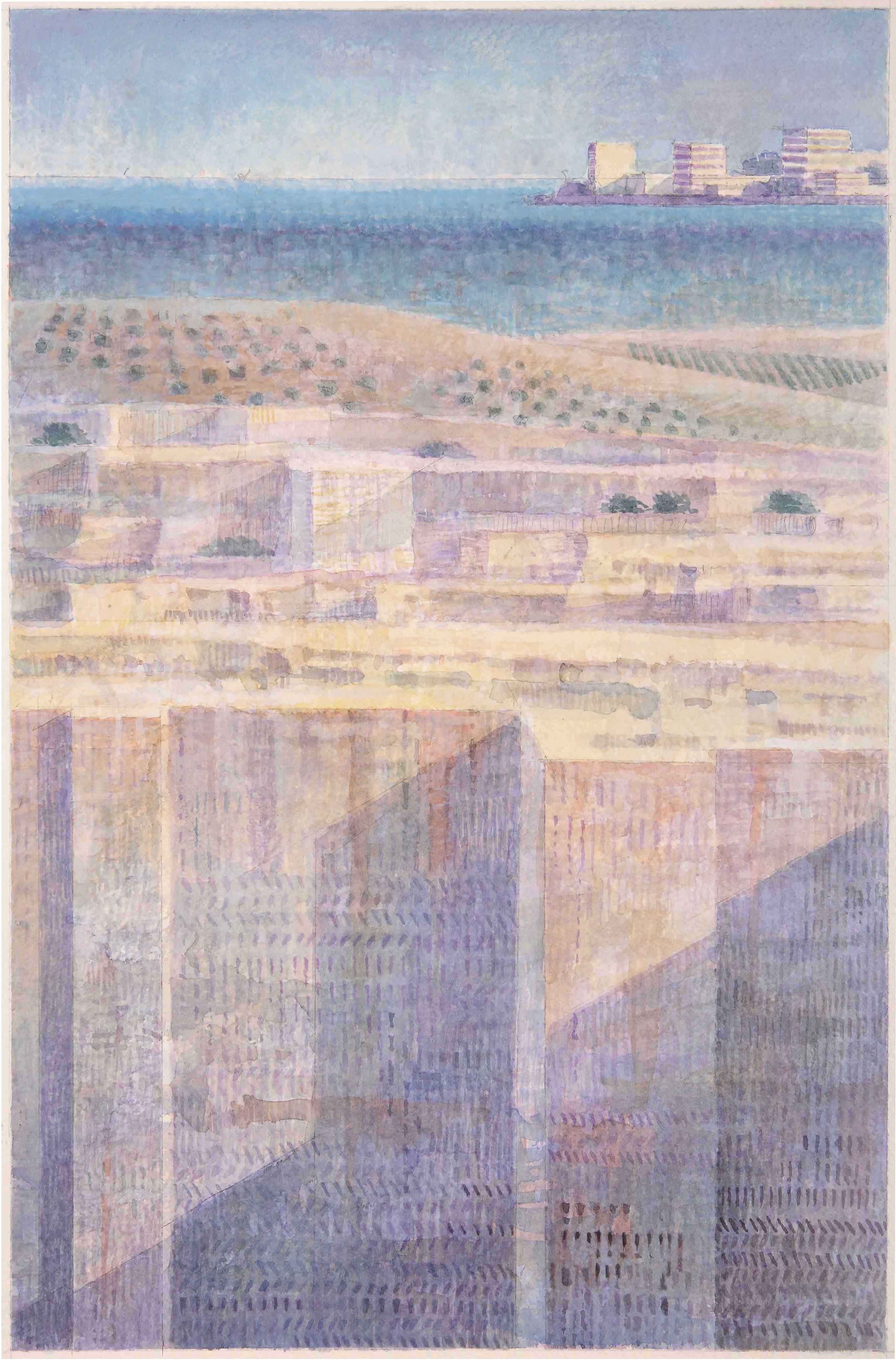 Cava, paesaggio, 2008, acquarello su- carta a mano, cm 45x30