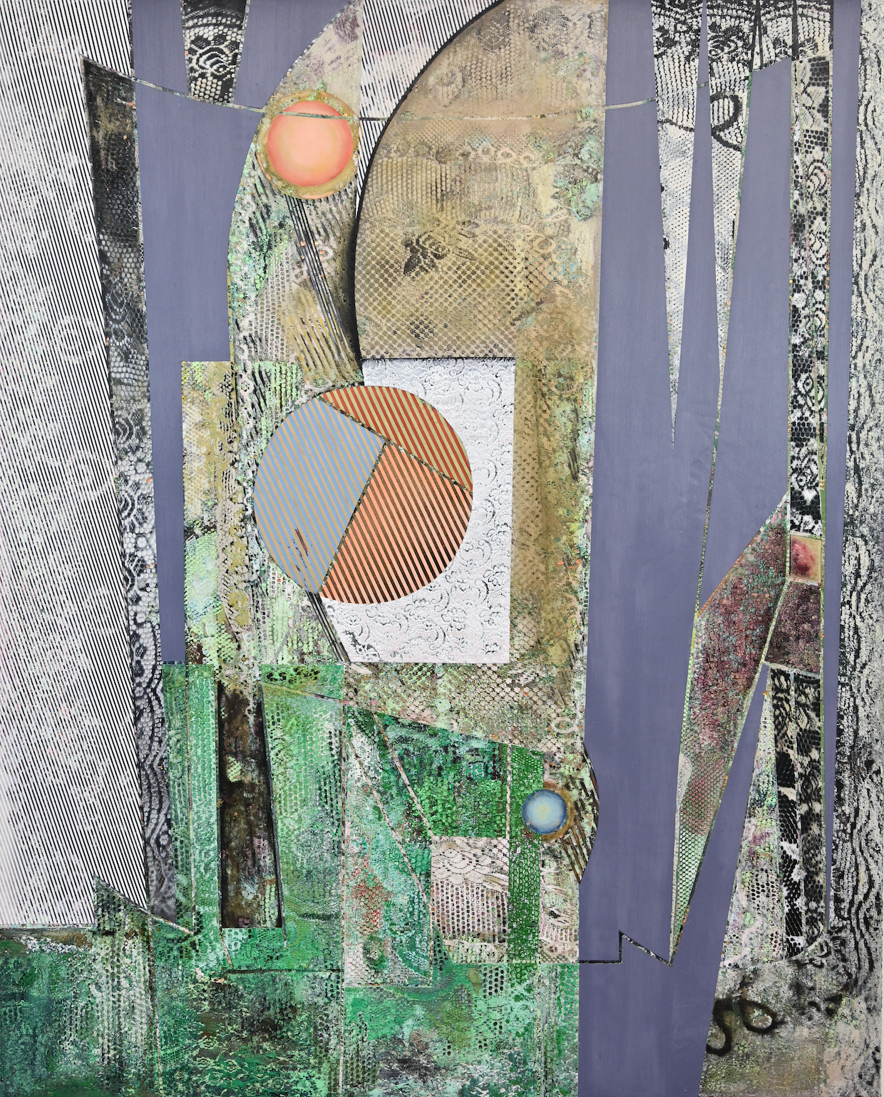 Kim Benson, Circinate Bloom, 2022, oil and enamel on canvas, 77” x 62” 