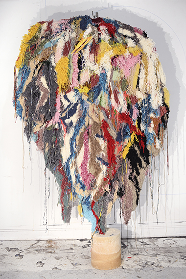 Great Egret, 2021. Wool, Ceramic, Stainless steel, Rebar, Concrete, 107” x 68” 