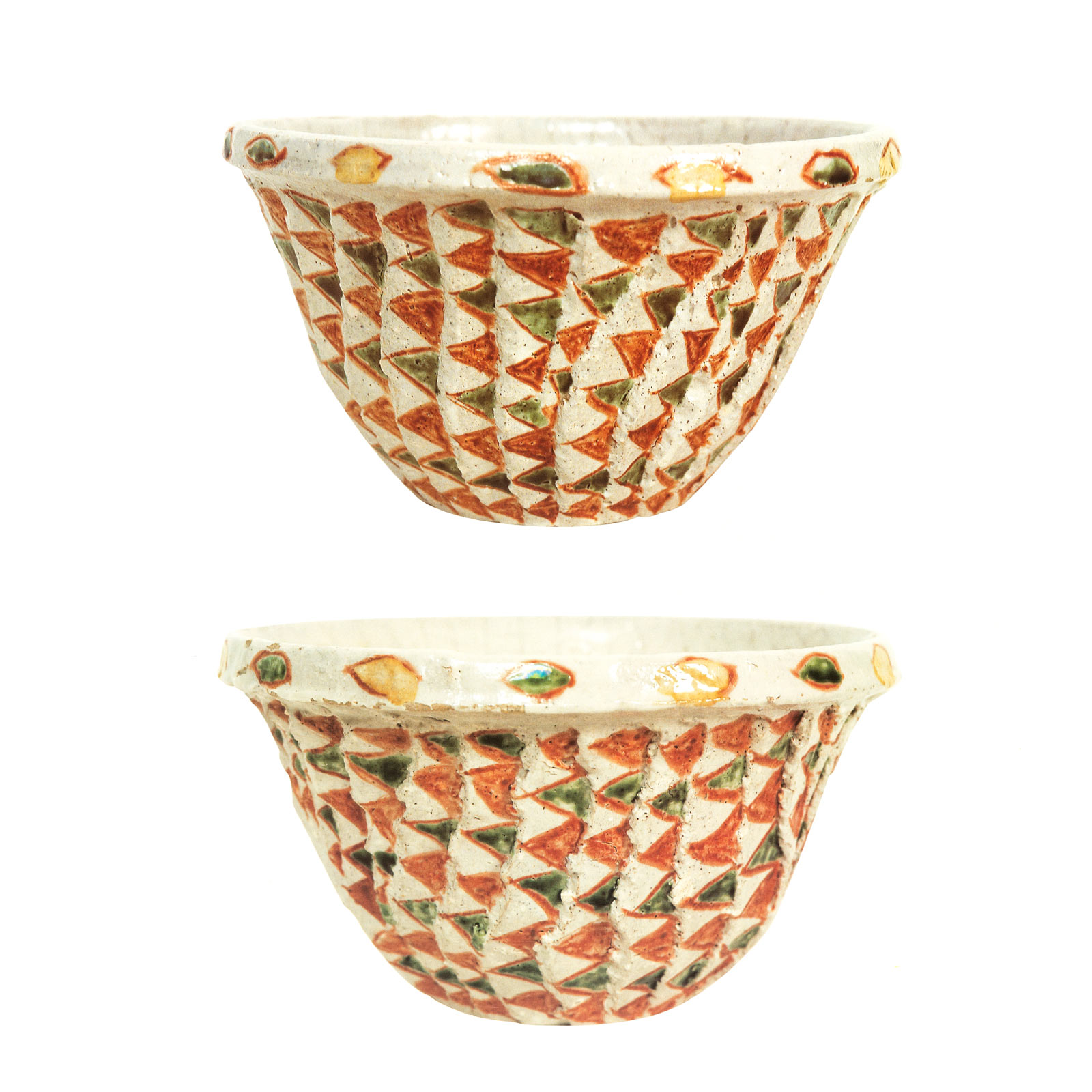 Red and green bowls, c1984Glazed ceramic stonewareDiameter 18cm each