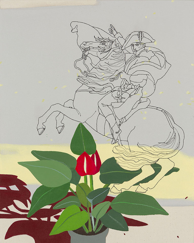 NAPOLEON CON ANTURIOS | Industrial embroidery and acrylic on canvas | 50 x 40 cm