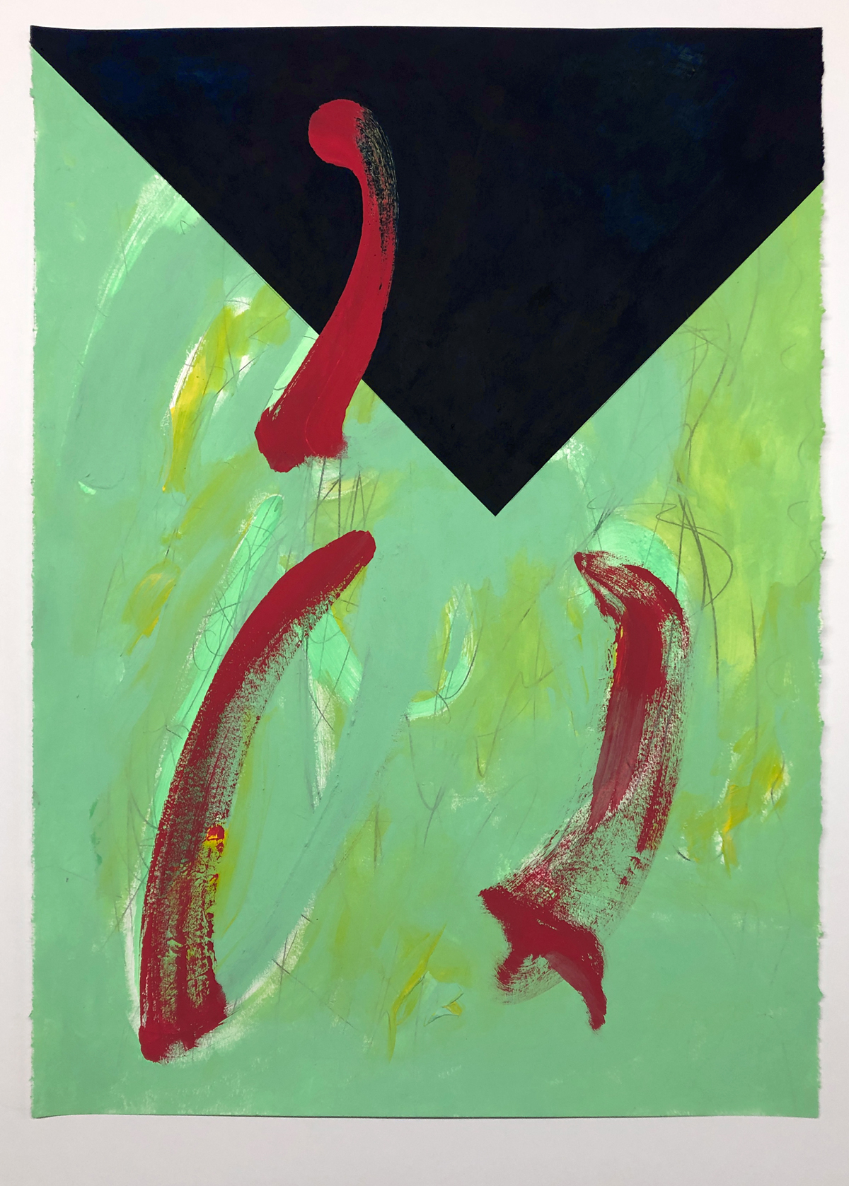 Illusion of Control, 2018, Acrylic, gouache, and graphite on paper, 29 7/8 x 22 inches (75.9 x 55.9 cm)