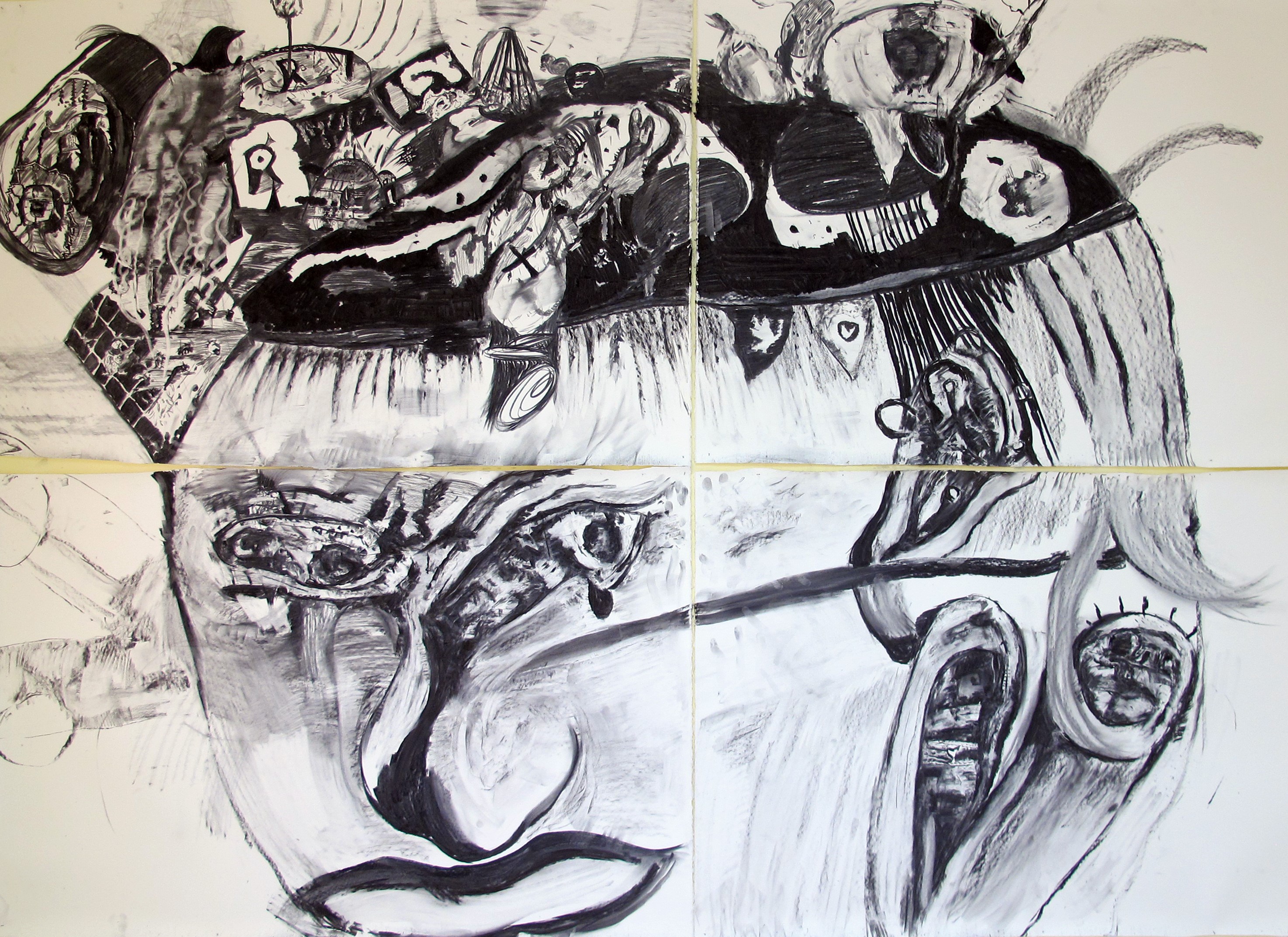 "Untitled", 2018. Charcoal on paper, 180 x 260 cm