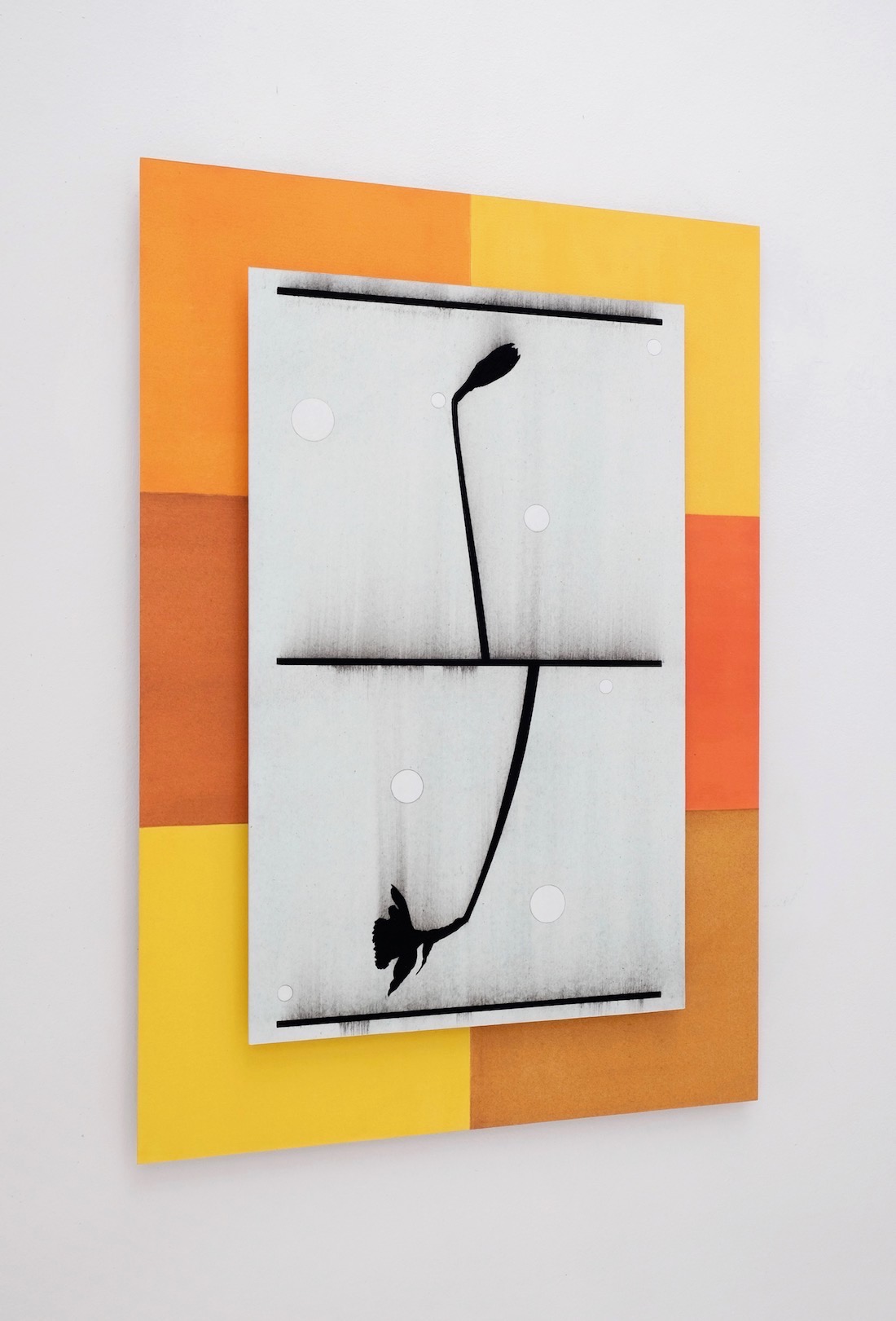 Untitled 2019, acrylic and pencil on paper/aluminium, 52 x 36 cm