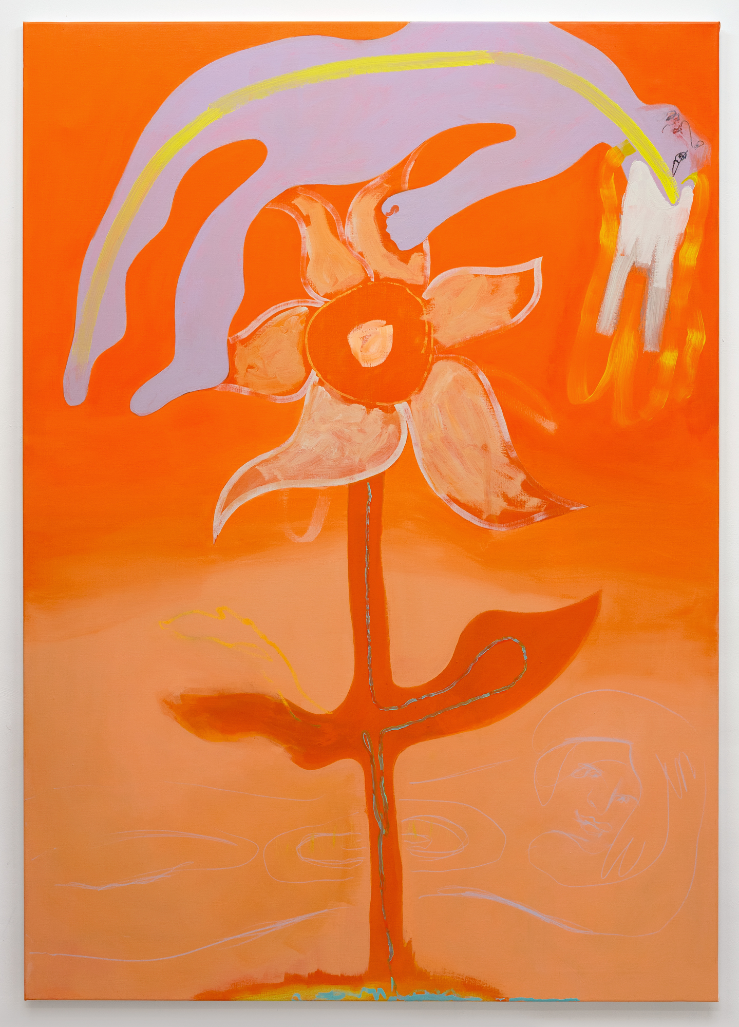  A sunflower and almost air, 2021Oil and acrylic on canvas200 x 140  cm