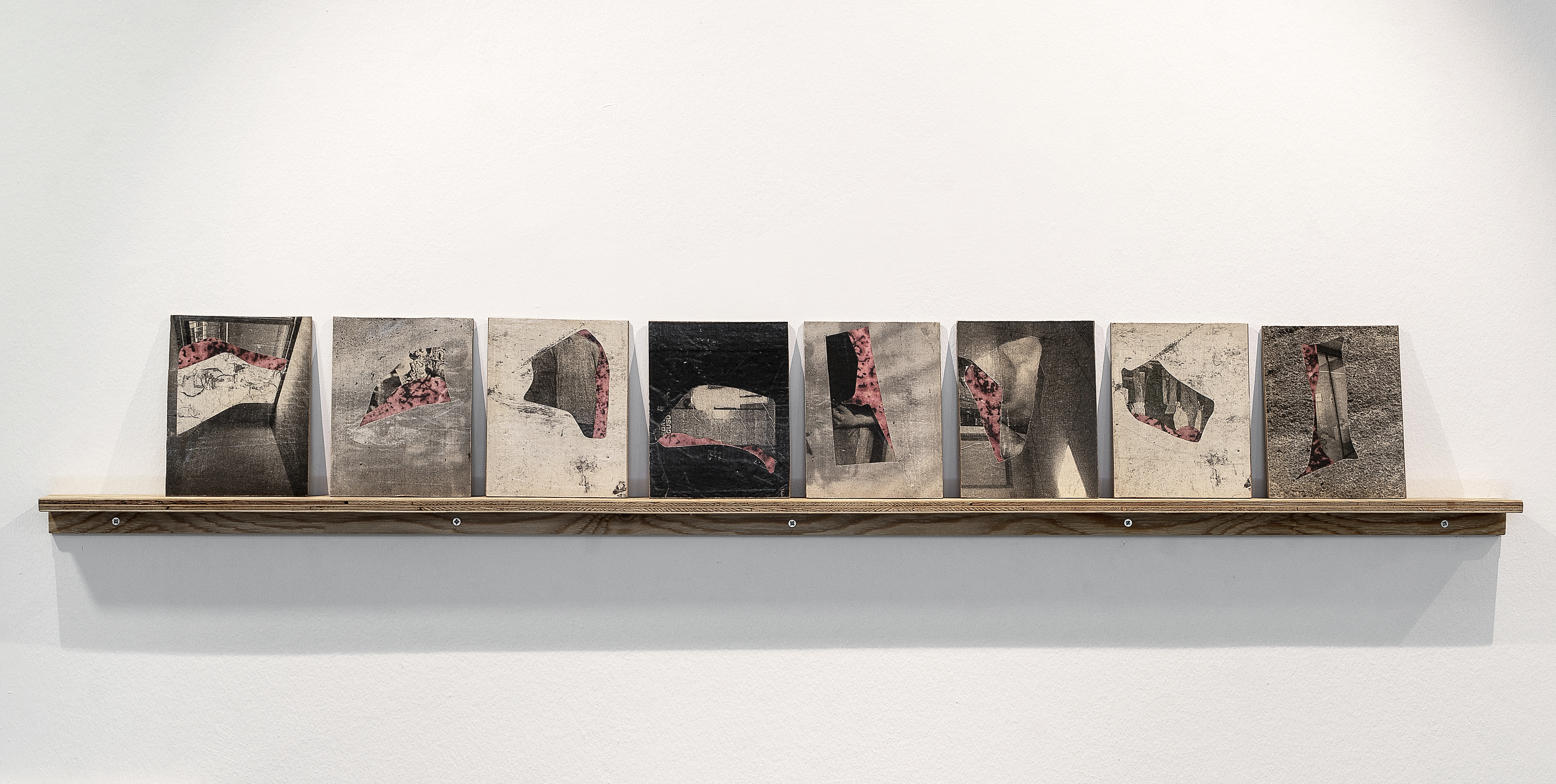 Furkan Öztekin, Tab Series, 2018. Paper collage on cardboard, 16 pieces, each 13x17 cm.