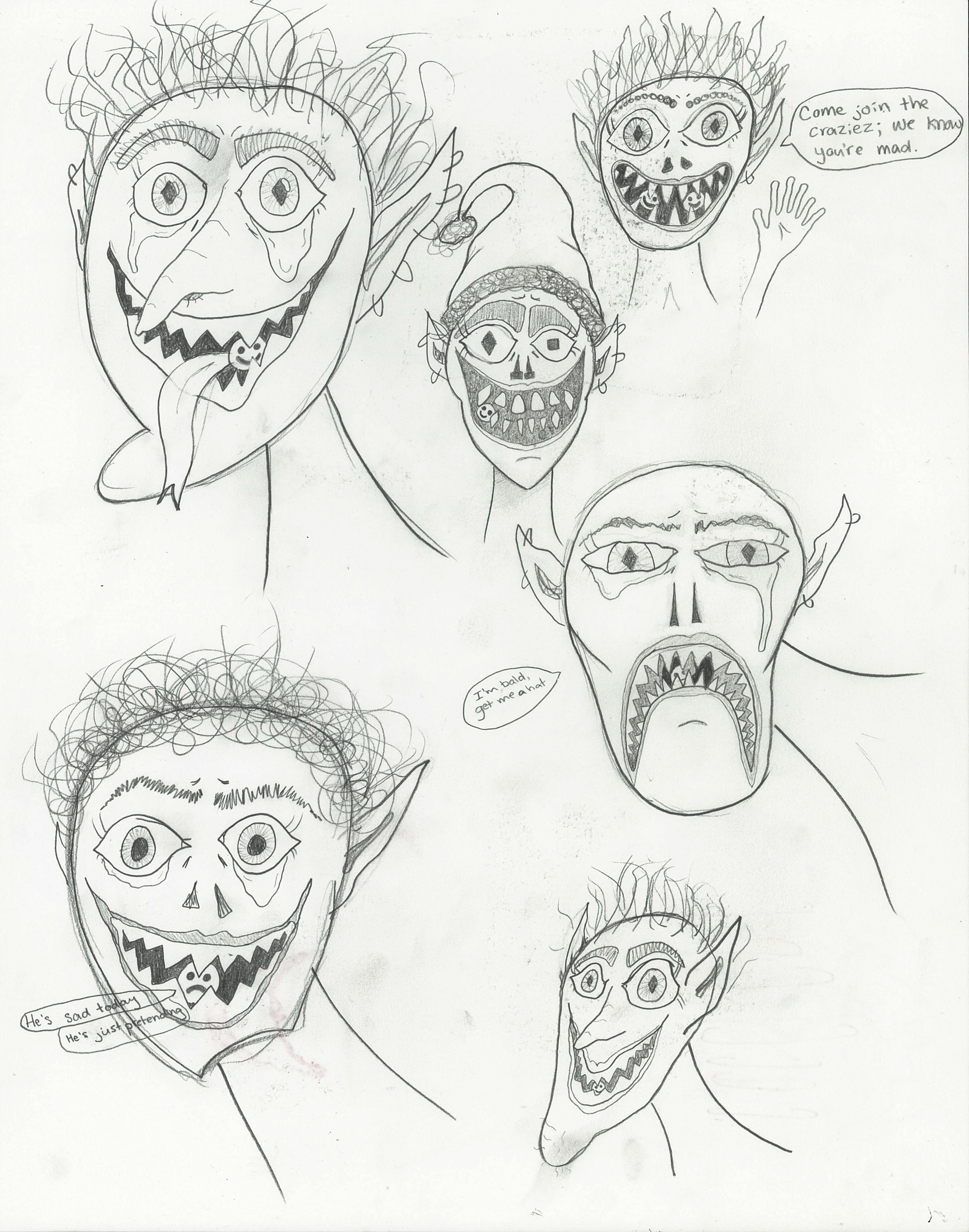 Doodle Page: The Crazies // 2021, made with pencil