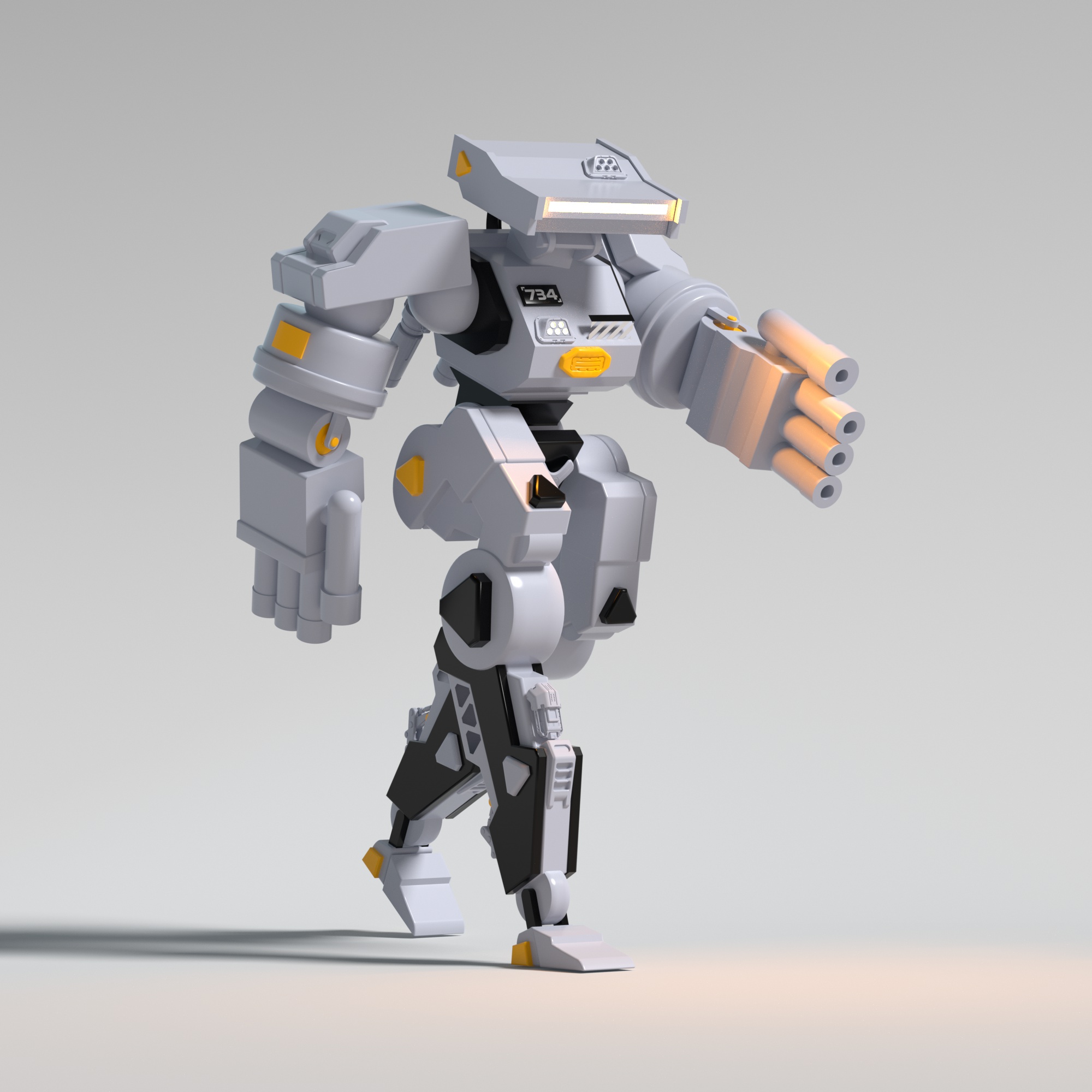 C4D mech character modeling practice with Octane Renderer