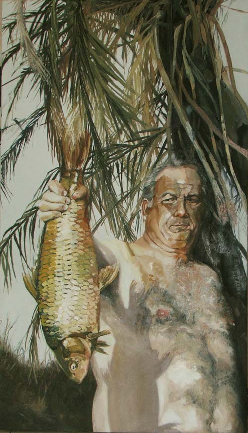 dad and fish, 2007, 130x75cm
