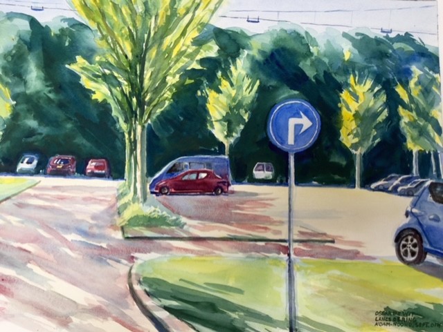 Parking langs de Ring, Adam-Noord 2014 - watercolor 60x80 cm