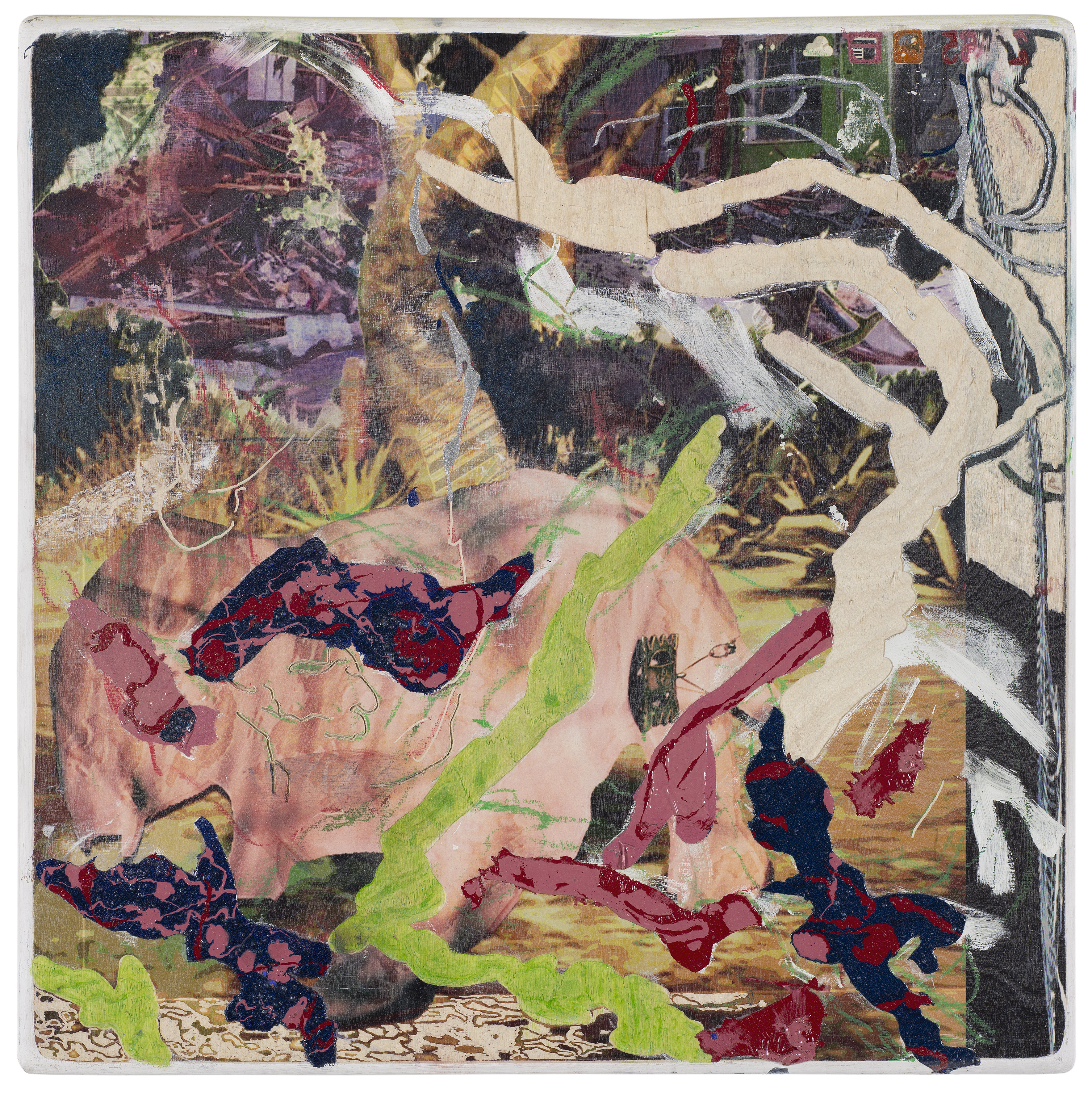 Second Screen #2, 60 x 60 cm, Synthetic resin, UV-Print, Wood carving, 2024