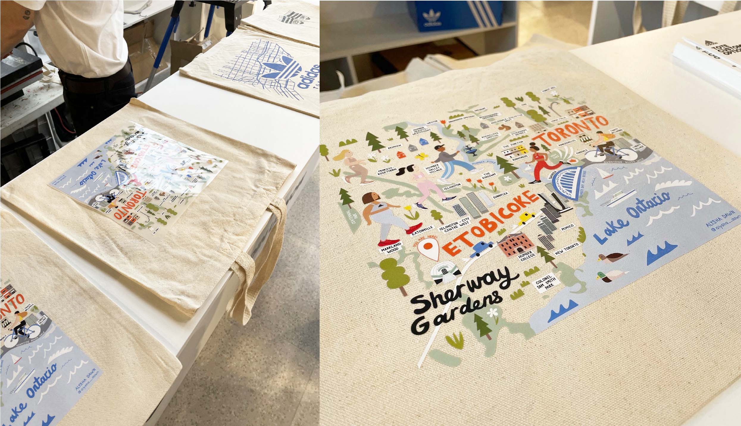 Illustrated Map of Toronto Tote Bags - Client: Adidas - Agency: BigHQ