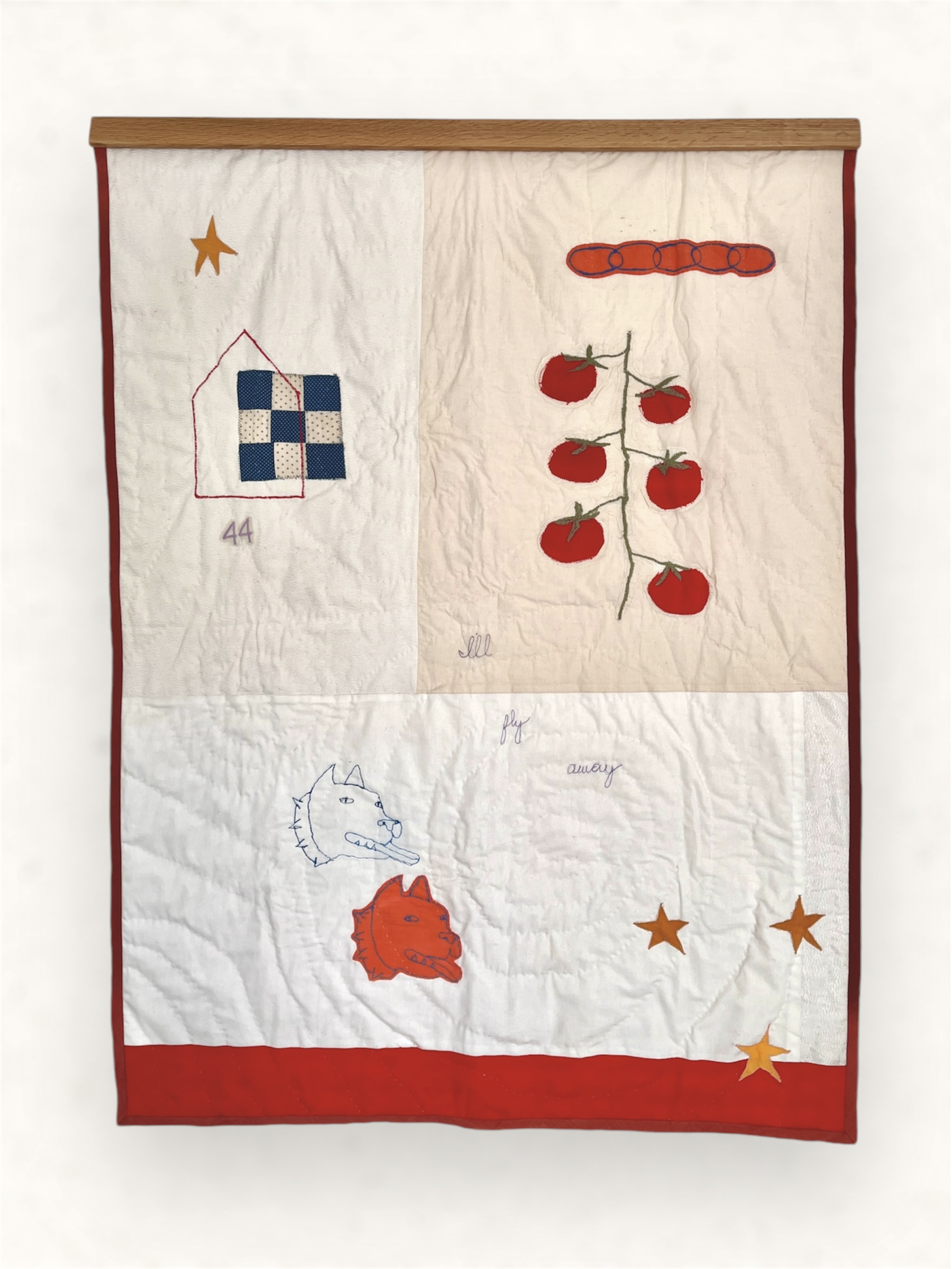 For my brother, 2024, hand dyed cotton, thread, 58"x42"