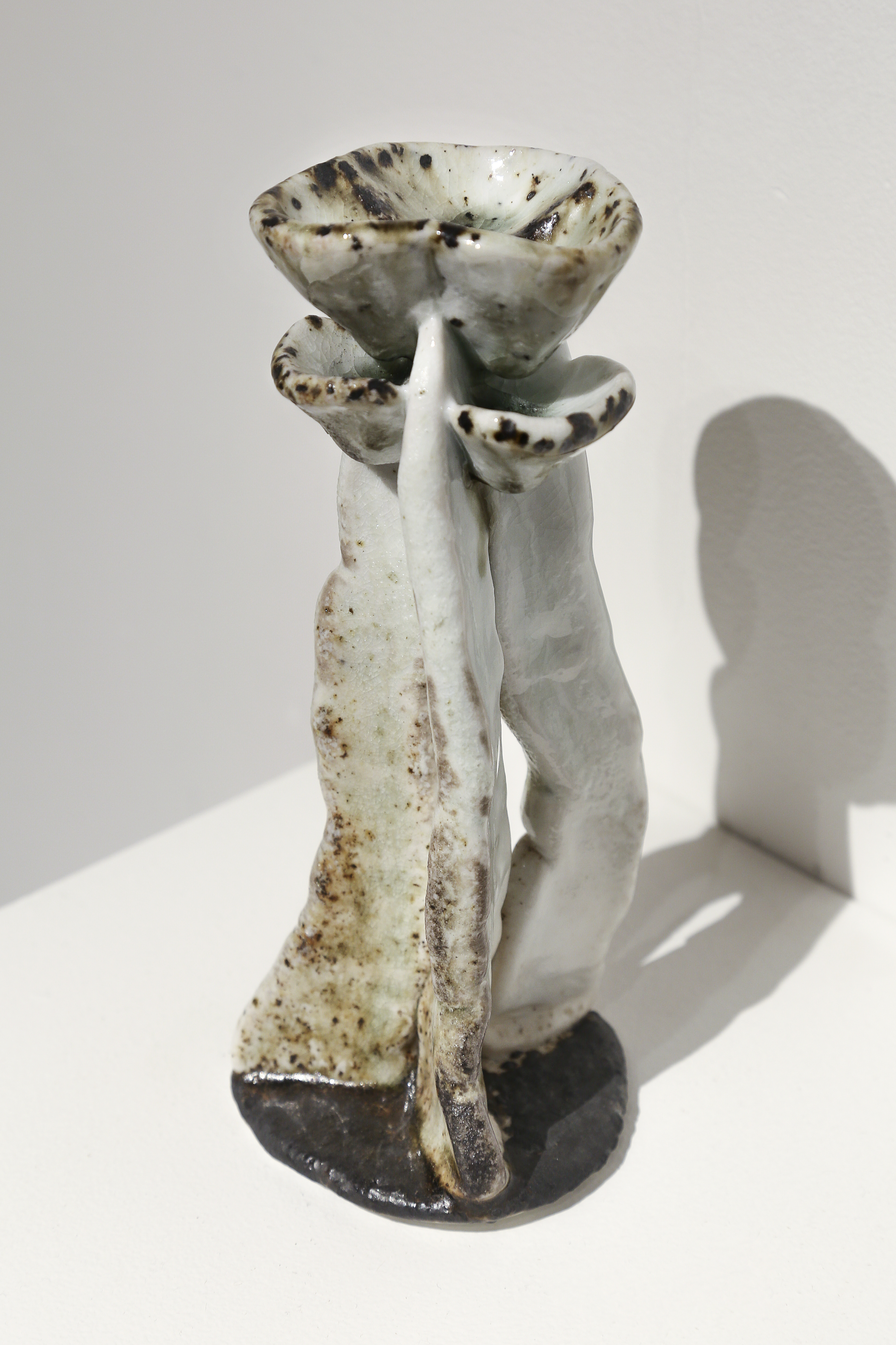 Rain Collector, Porcelain, glaze & volcanic grog, Wood fired