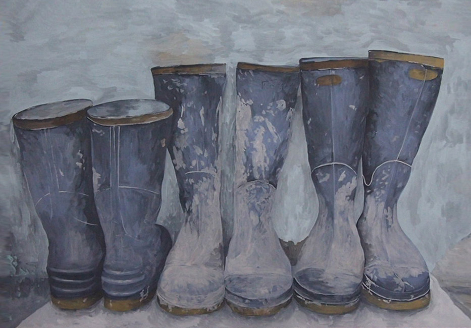 Nosik Lim, Boots 02, 2016. Oil on canvas. 65 x 90 cm (25.6 x 35.4 in). Courtesy of the artist