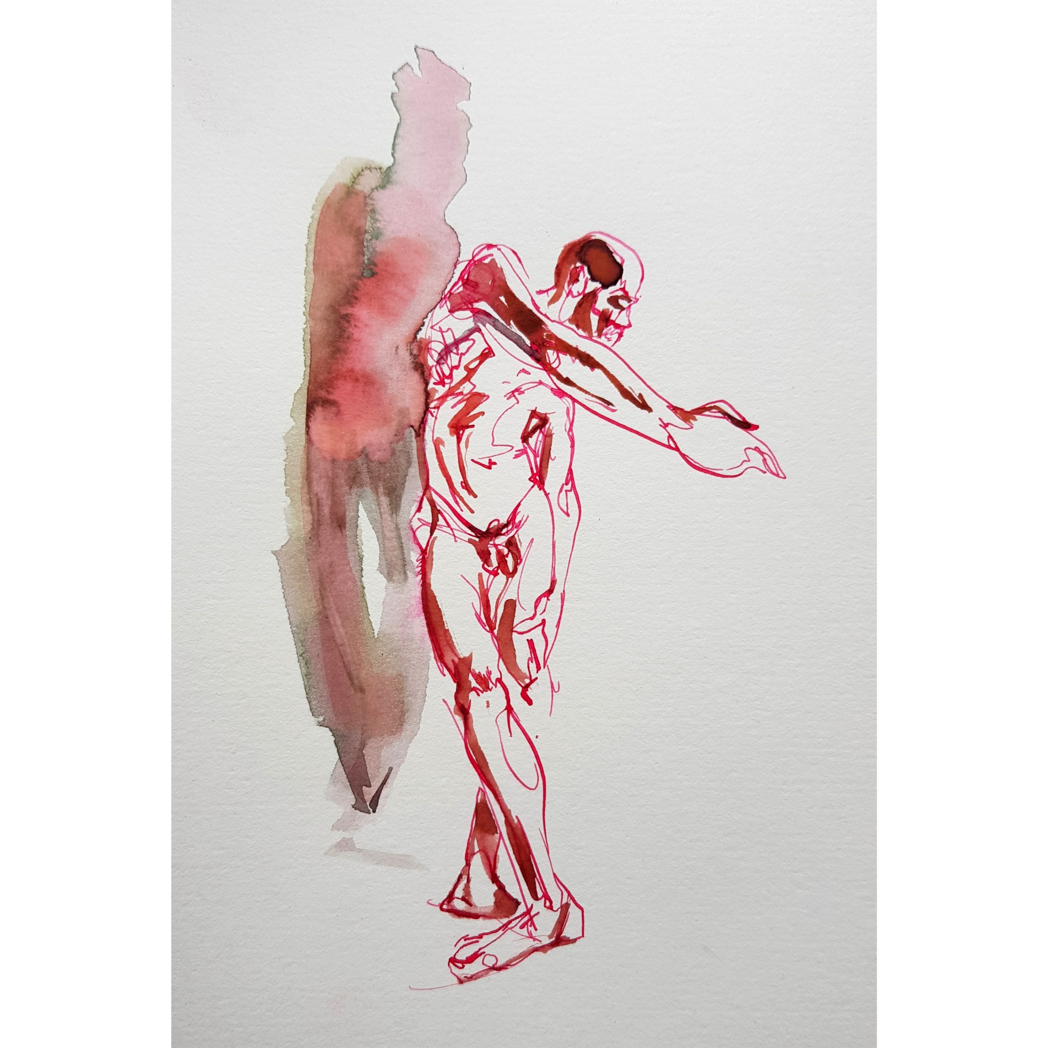 David G leaning, watercolour, 21 x 15cm, 