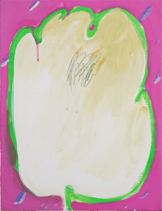 Swelled Flower, 2020, acrylic, color pencil on canvas, 40.9x31.8cm.