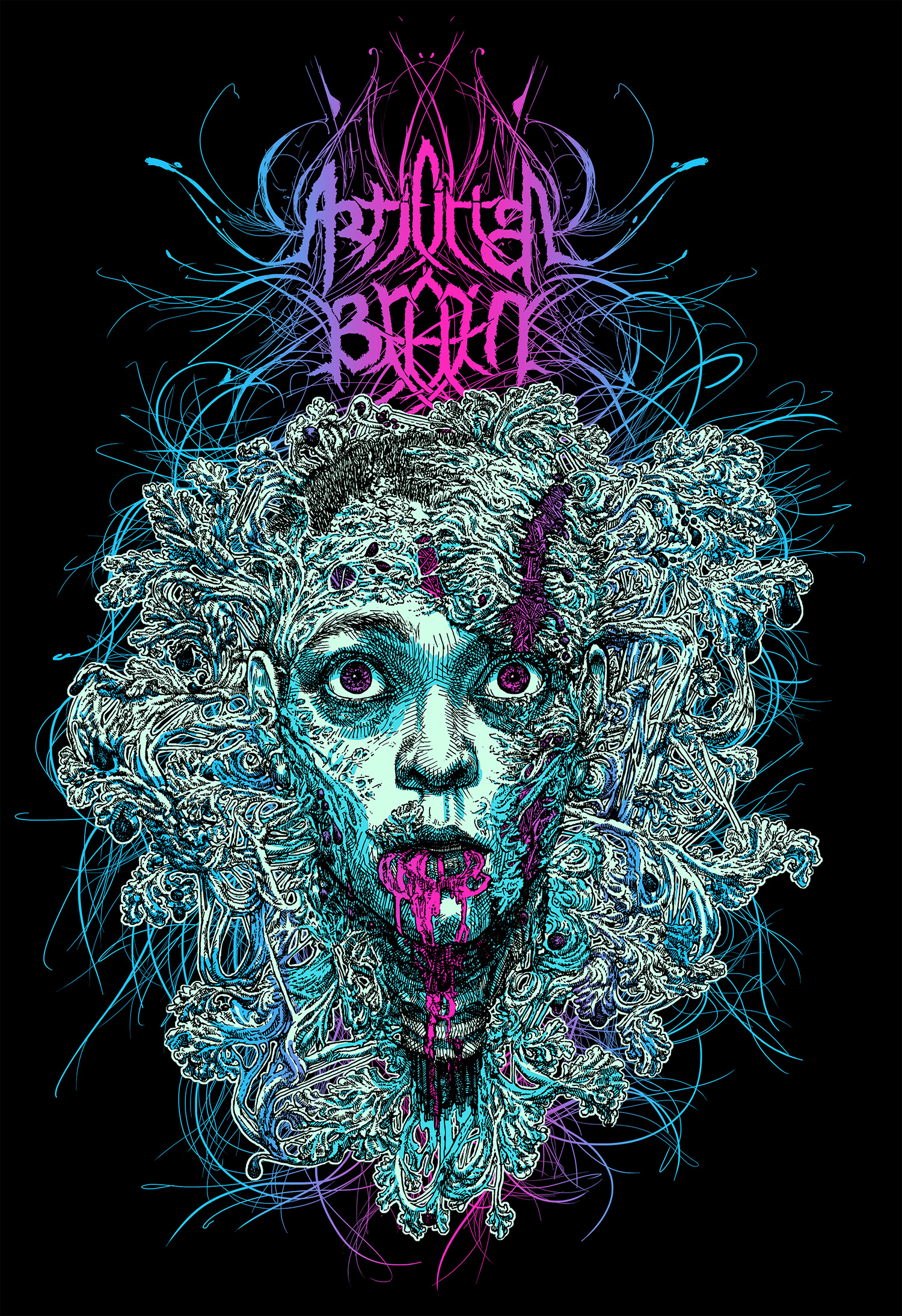 T-shirt for death metal band Artificial Brain, available here