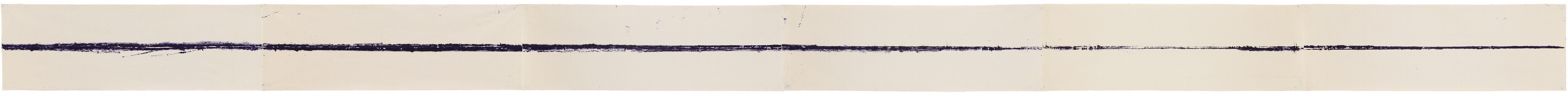 Architectural Crack, 2014. Oil printing ink; six panels, each: 24 &times; 72 inches; total dimensions: 24 &times; 387 inches