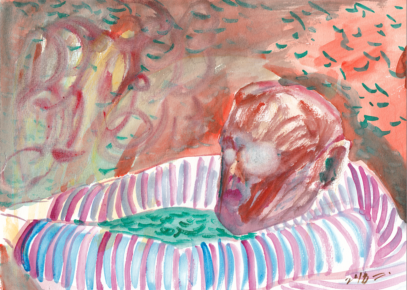 집착, 2018, watercolor on paper, 21*29.7(cm)